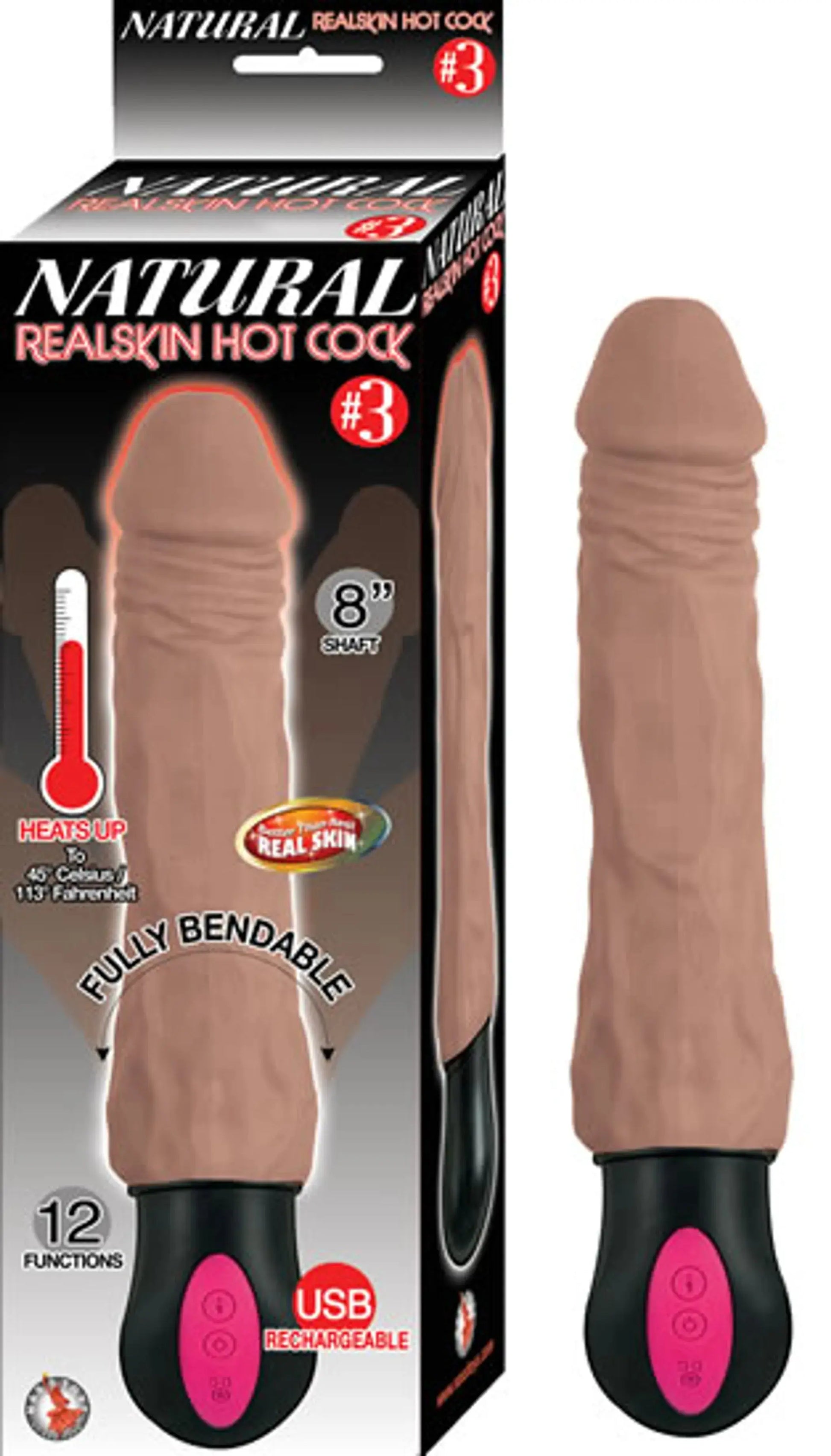 Natural Realskin Hot Cock #3 Brown Vibrating Dildo Nasstoys
