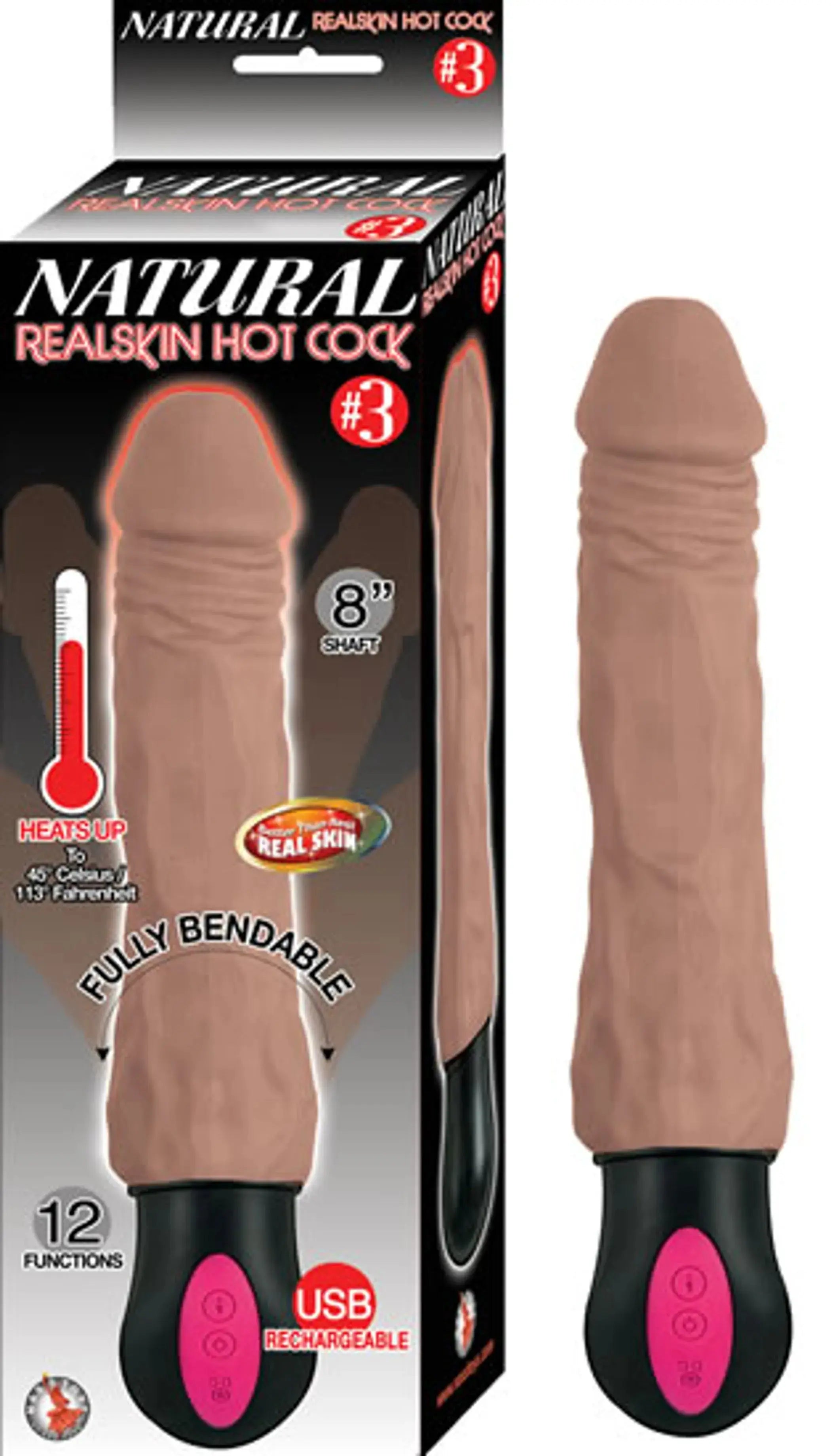 Natural Realskin Hot Cock #3 Brown Vibrating Dildo Nasstoys