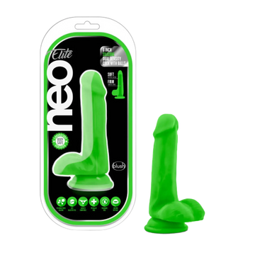 NEO ELITE 6IN SILICONE DUAL DENSITY COCK W/ BALLS NEON GREEN Blush Novelties