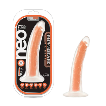 NEO ELITE GLOW IN THE DARK 7.5IN DUAL DENSITY COCK NEON NEON ORANGE Blush Novelties