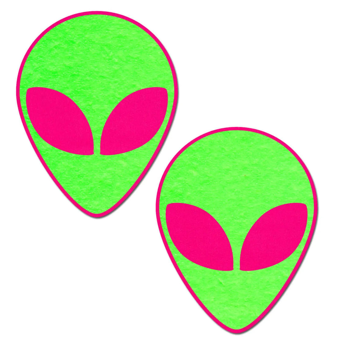 Neon Glowing Green Alien Pasties on Neon Pink Pastease