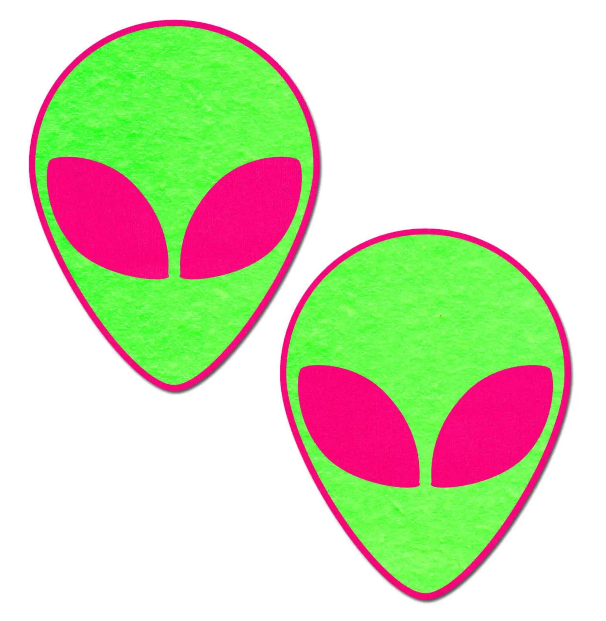 Neon Glowing Green Alien Pasties on Neon Pink Pastease
