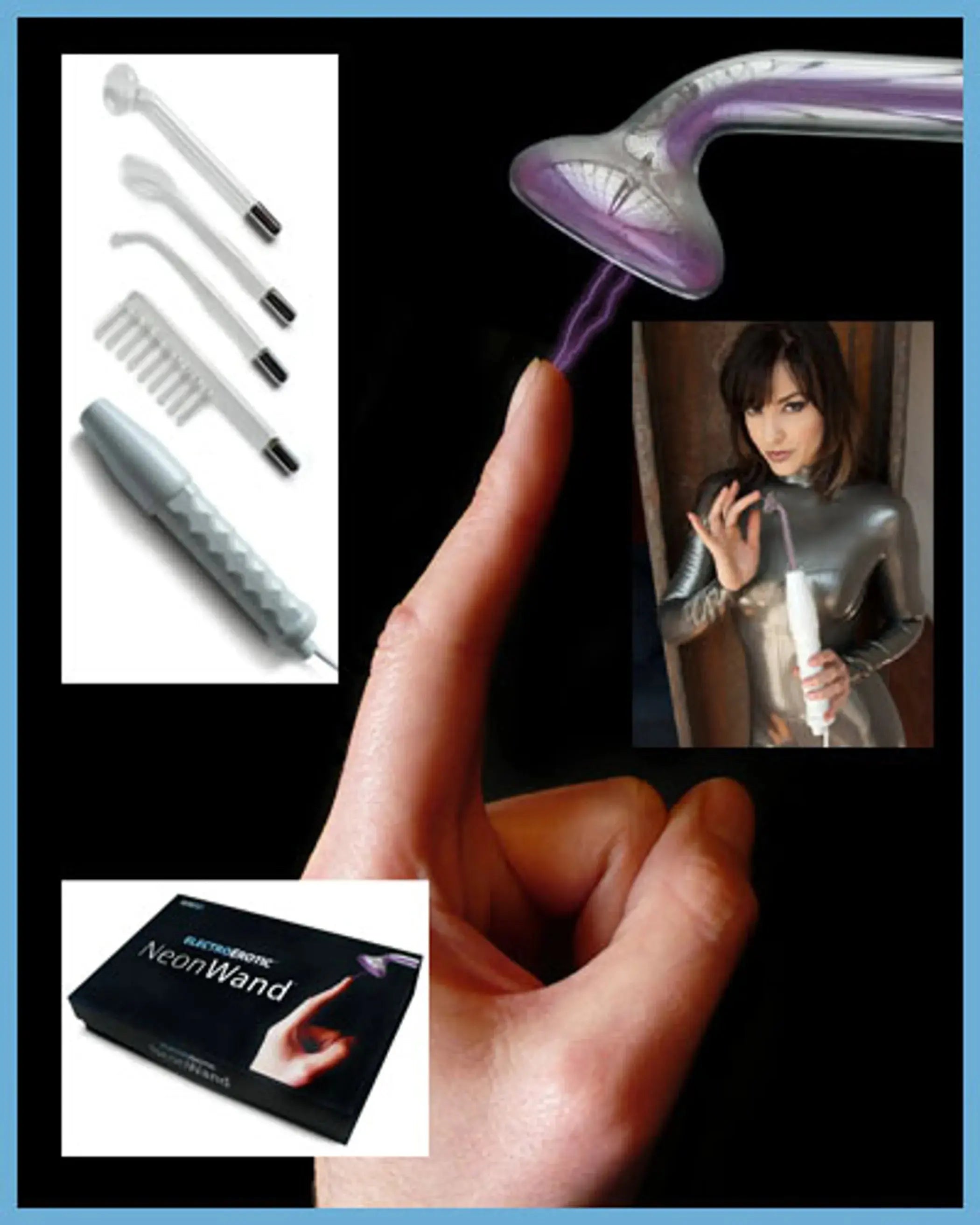 Neon Wand Electrosex Kit White Handle Purple Electrode US Plug Kink Labs