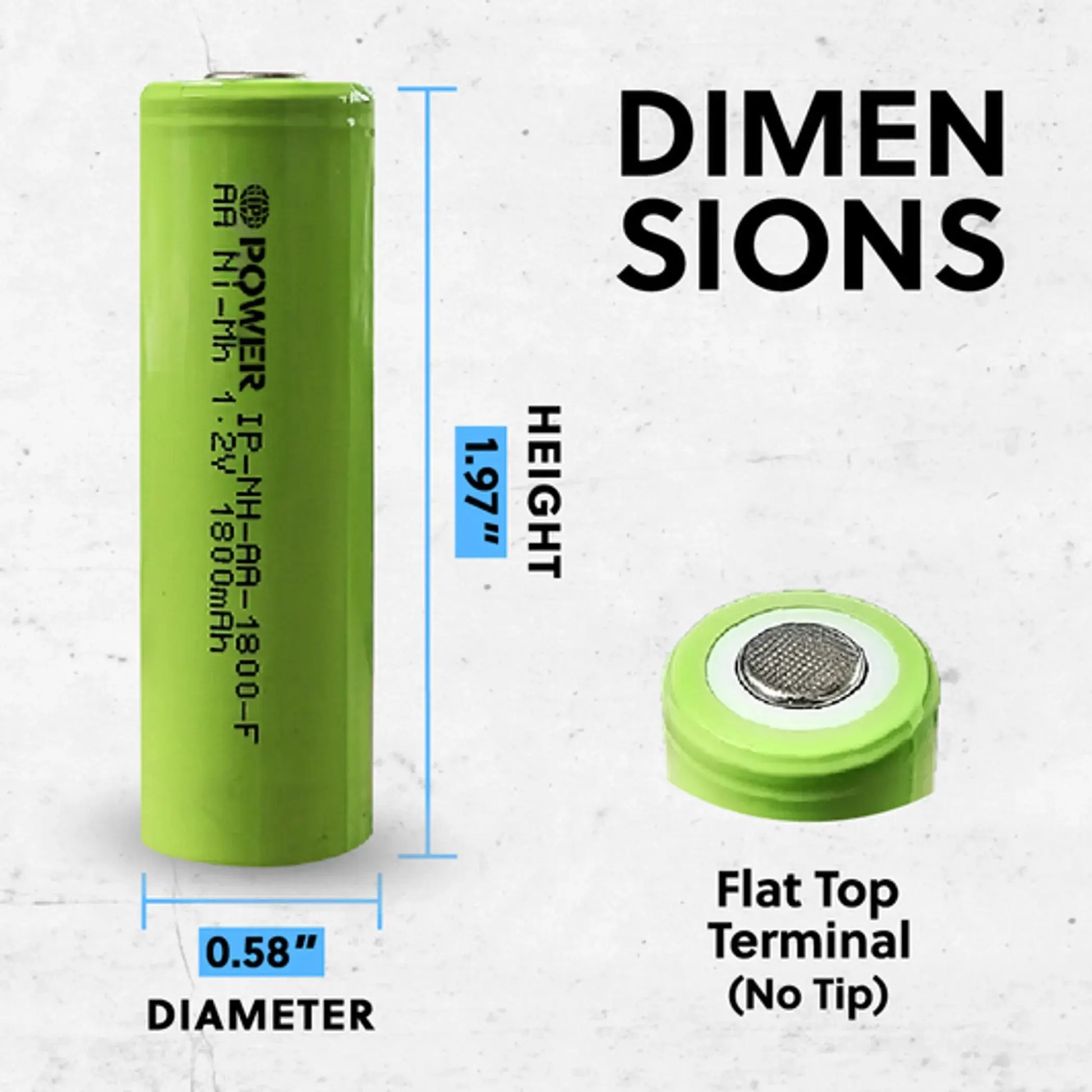 Ni-Mh AA 1800mAh 1.2V Rechargeable Batteries - 4 Pack IP Power