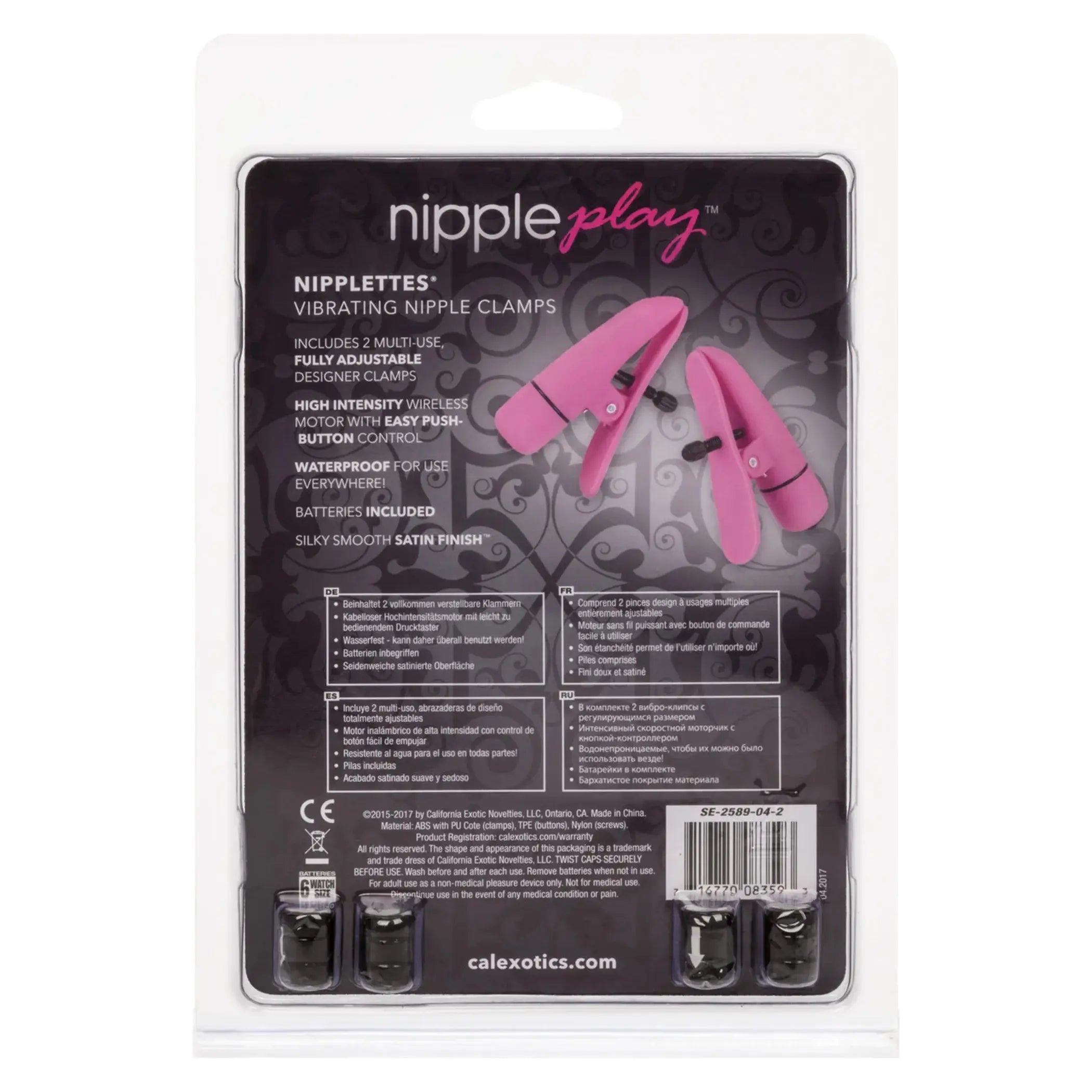 Nipplettes Pink Vibrating Nipple Clamps California Exotic Novelties