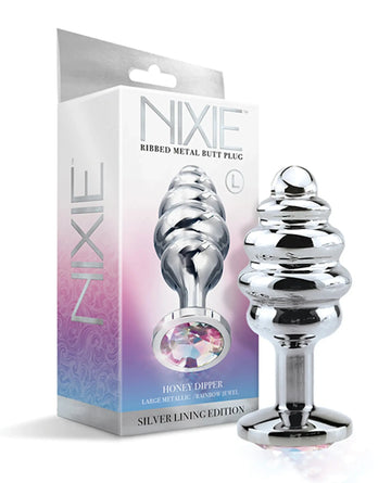 Nixie Honey Dipper Large Ribbed Stainless Steel Plug Global Novelties