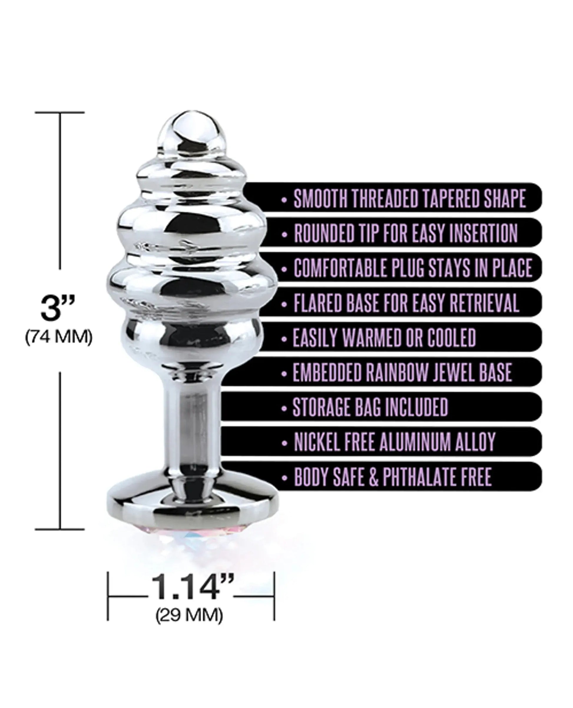Nixie Honey Dipper Small Ribbed Stainless Steel Plug Global Novelties