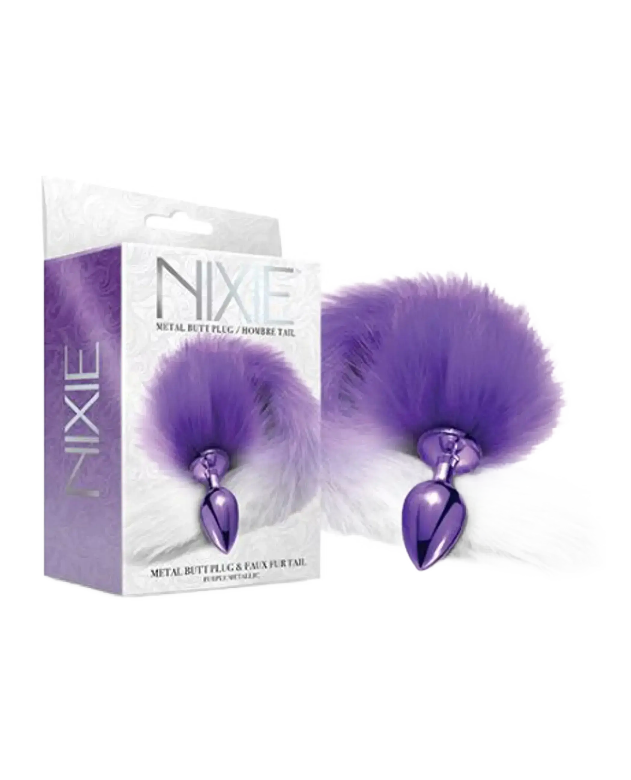 NIXIE METAL PLUG W/ OMBRE TAIL MEDIUM PURPLE METALLIC Global Novelties