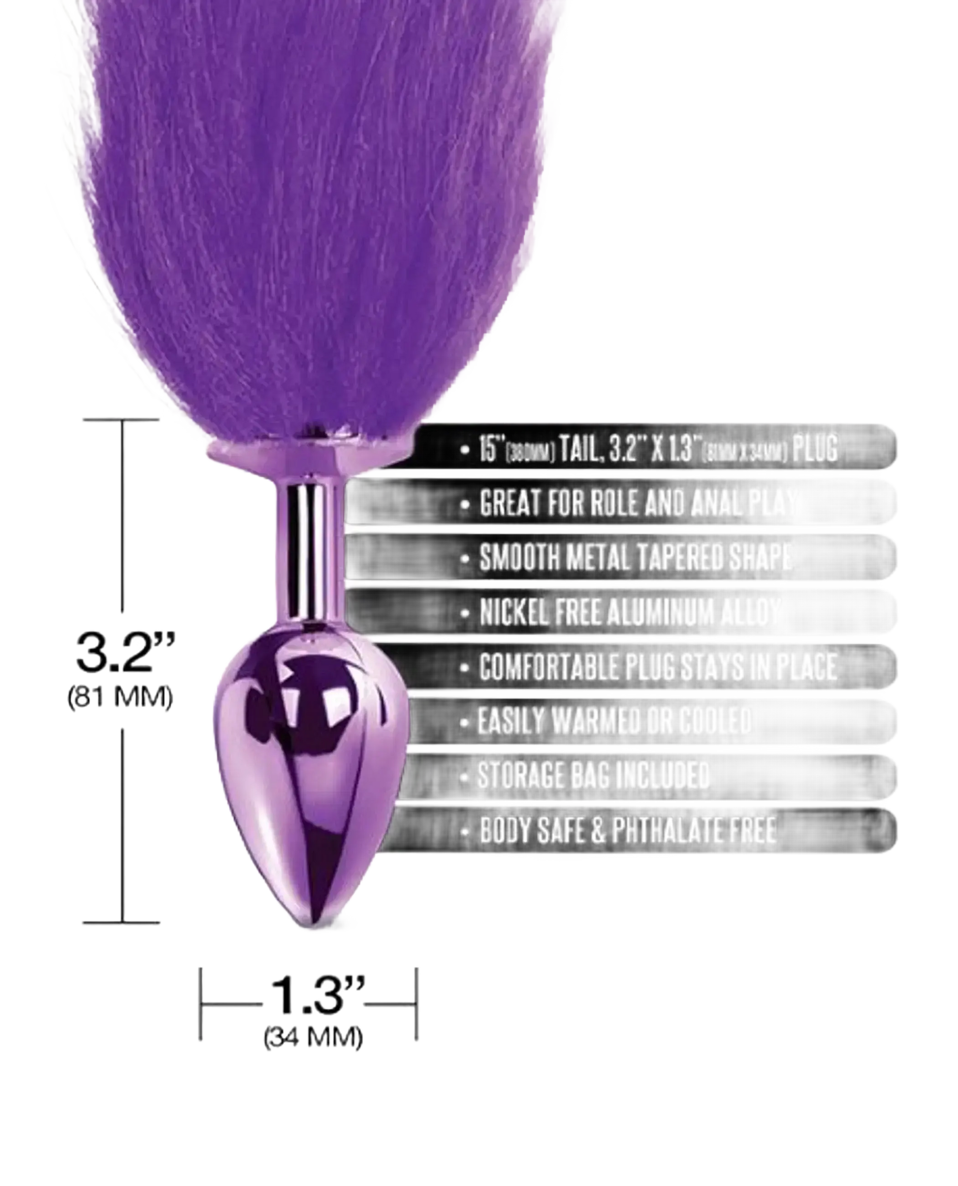 NIXIE METAL PLUG W/ OMBRE TAIL MEDIUM PURPLE METALLIC Global Novelties