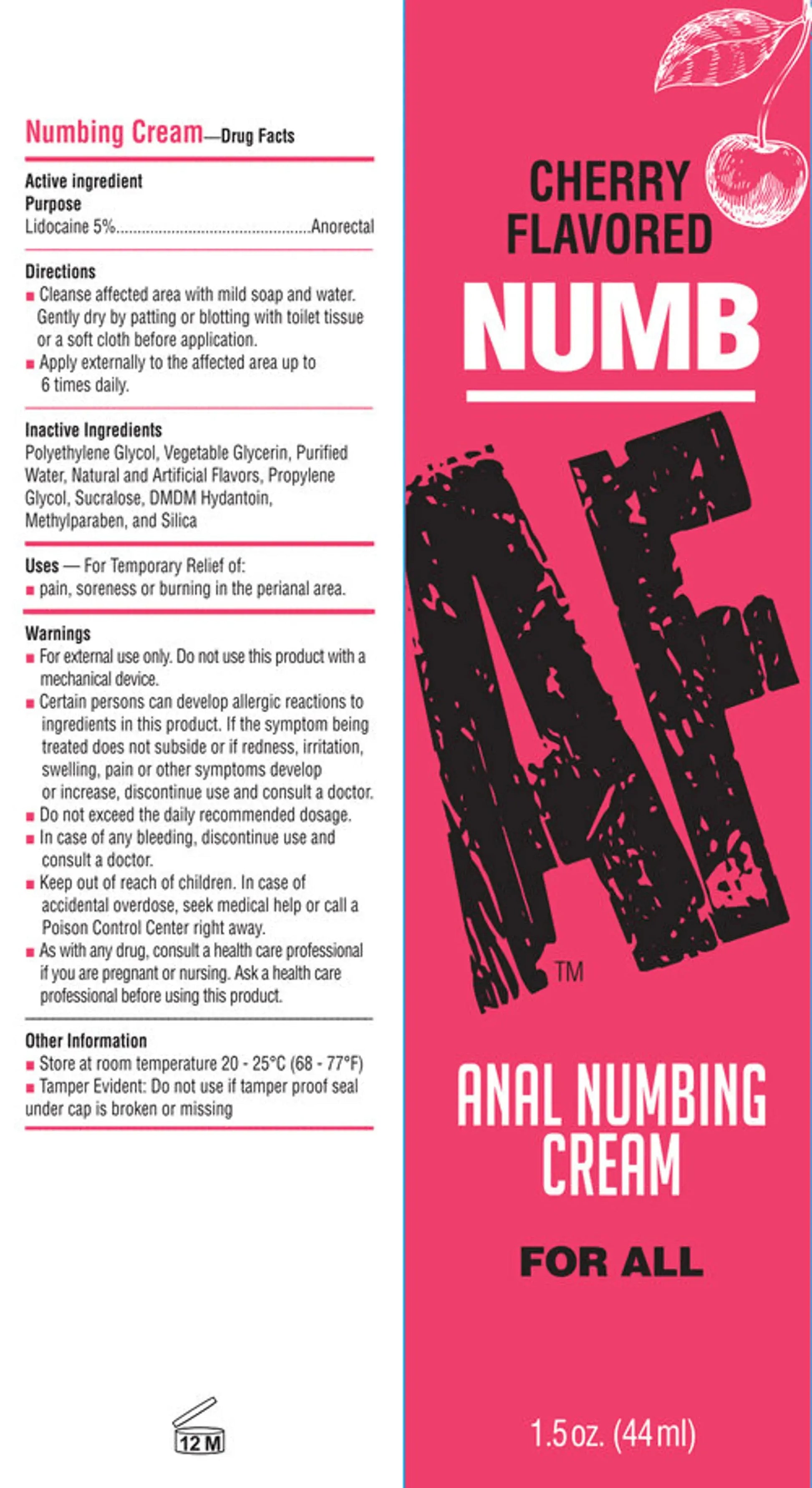 Numb AF Anal Desensitizer Gel Cherry 1.5 oz Little Genie