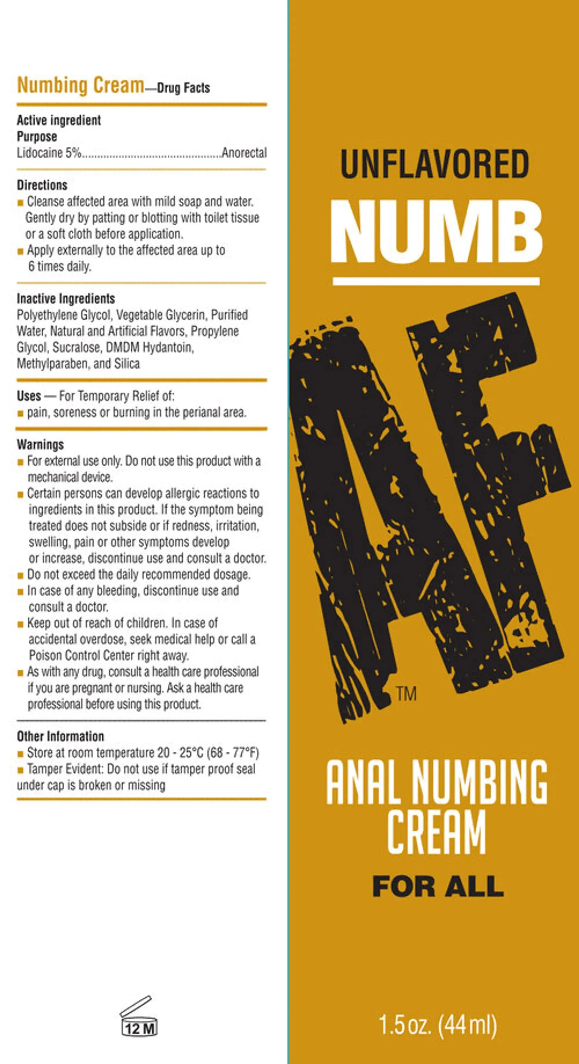 Numb AF Anal Desensitizer Gel Unflavored 1.5 oz Little Genie