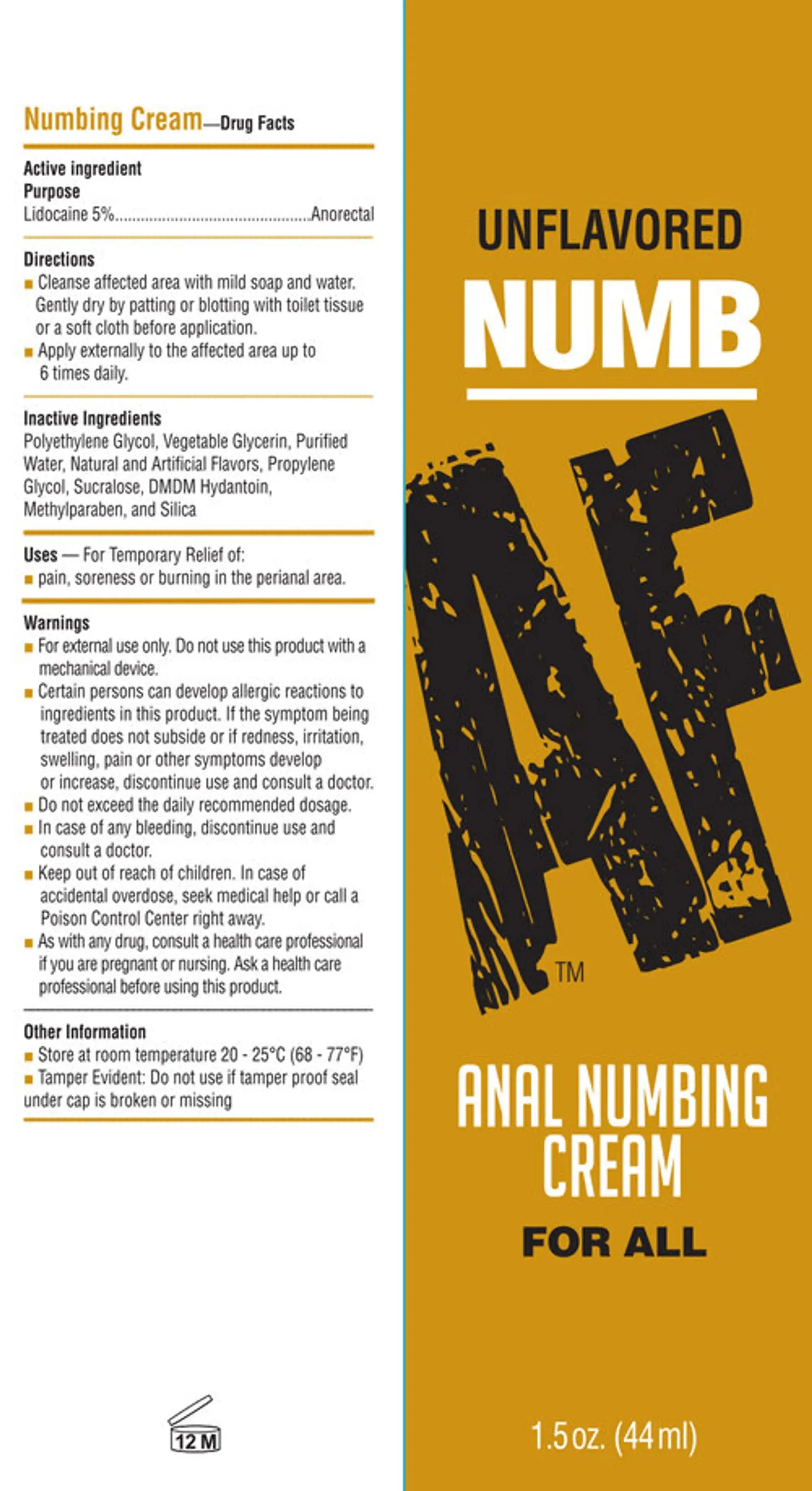 Numb AF Anal Desensitizer Gel Unflavored 1.5 oz Little Genie