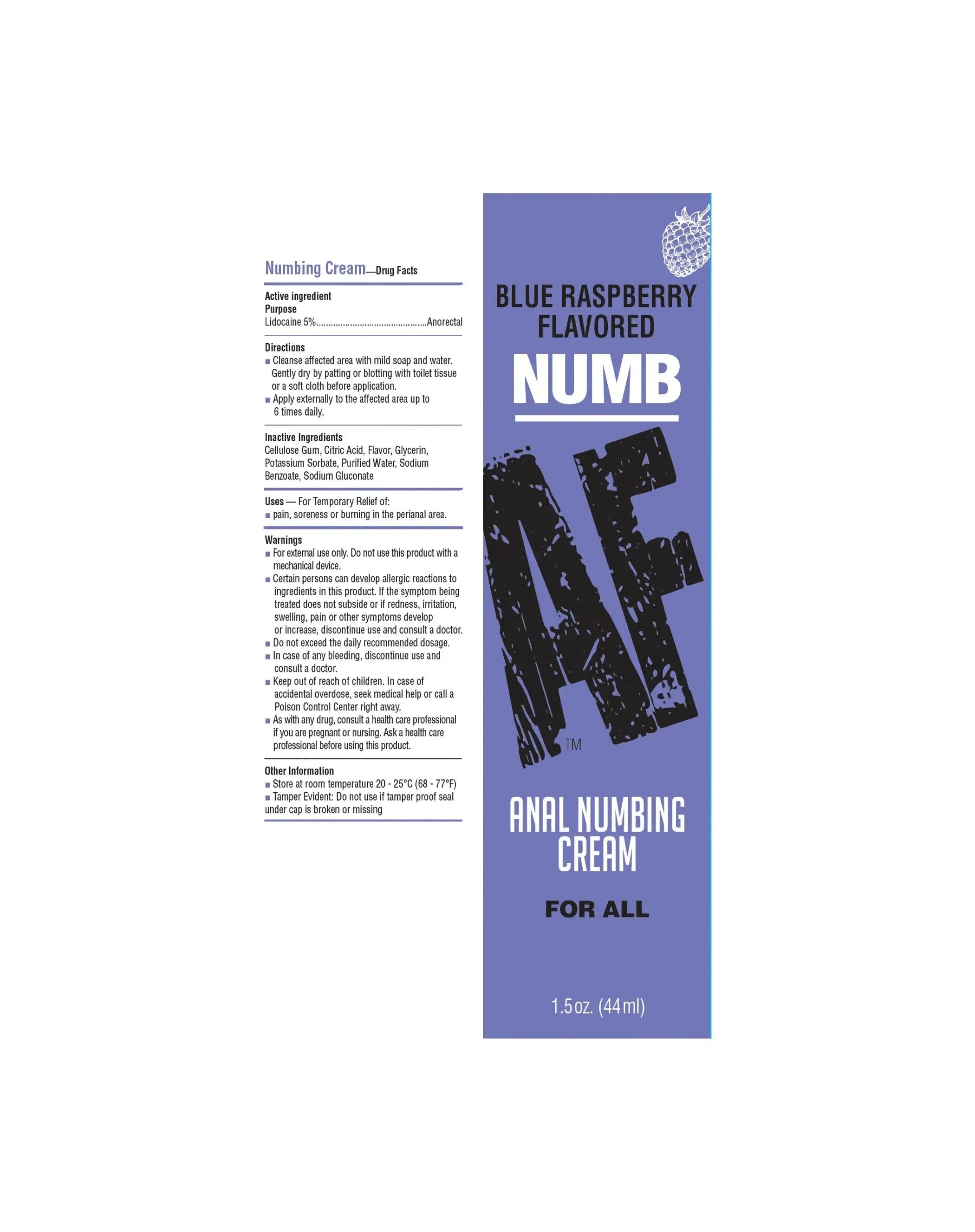 Numb AF Desensitizing Anal Gel Blue Raspberry 1.5 oz Little Genie