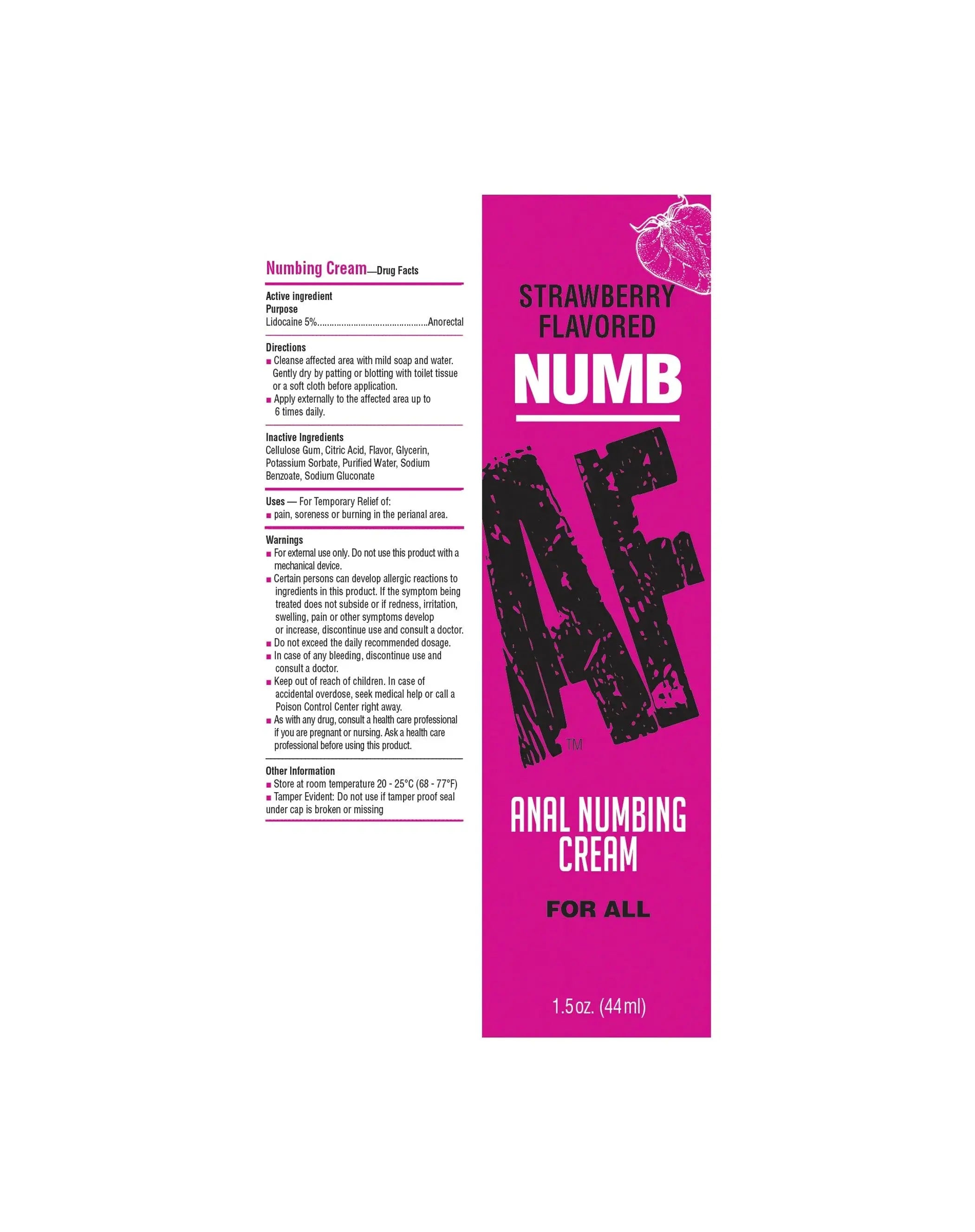 Numb AF Desensitizing Anal Gel Strawberry 1.5 oz Little Genie