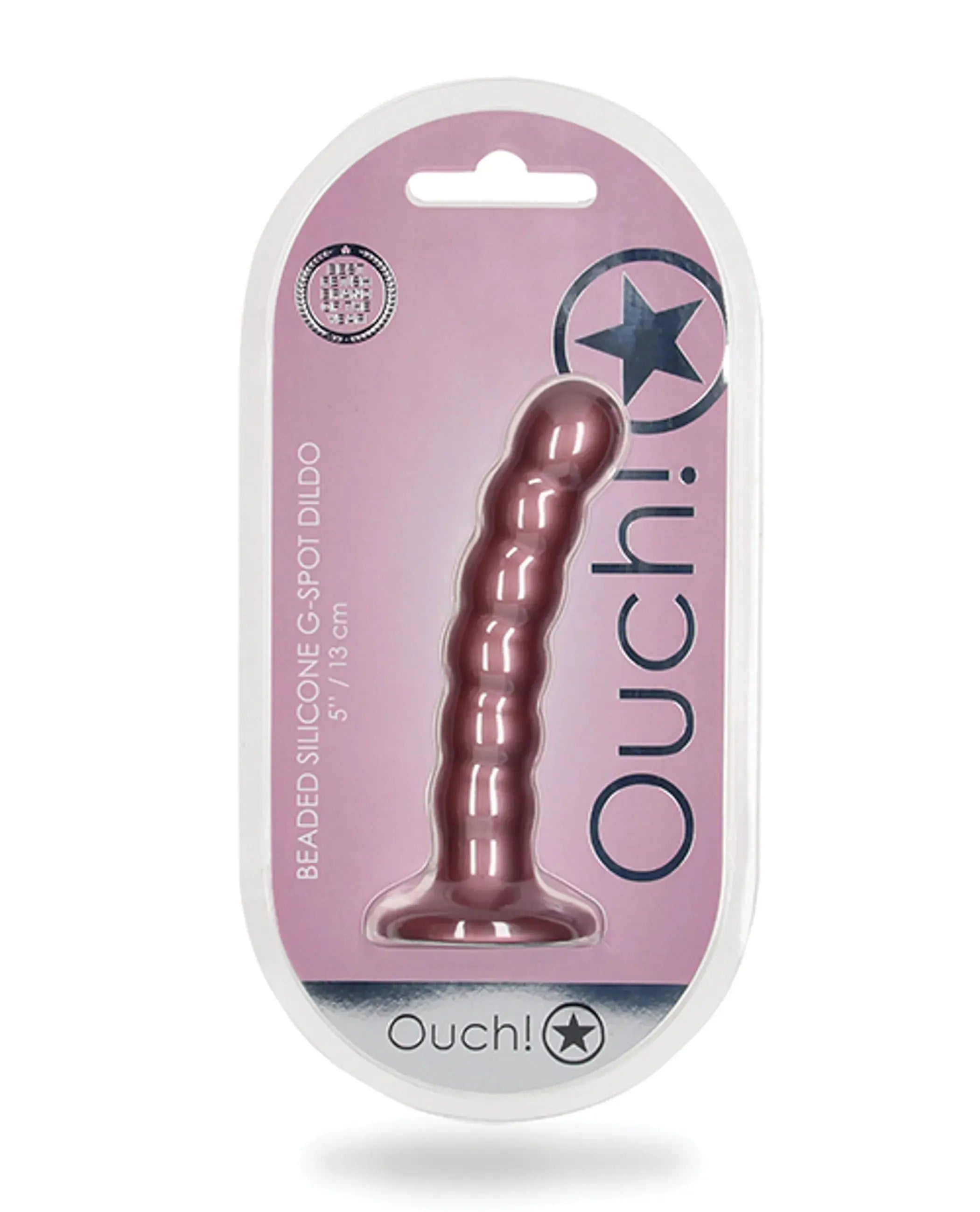 Ouch! Beaded Silicone G-Spot Dildo 5 Inch Rose Gold SHOTS AMERICA