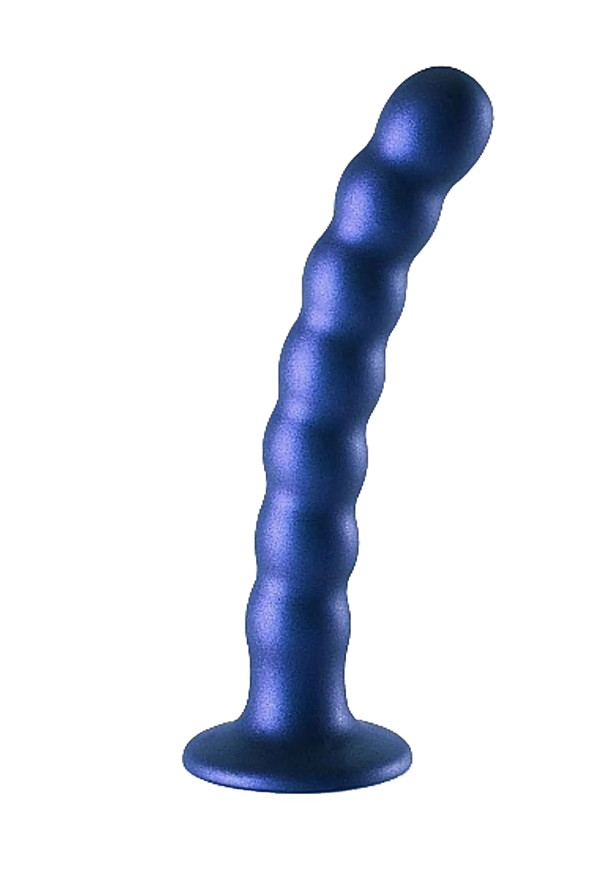 OUCH! BEADED SILICONE G-SPOT DILDO 6.5 IN METALLIC BLUE SHOTS AMERICA