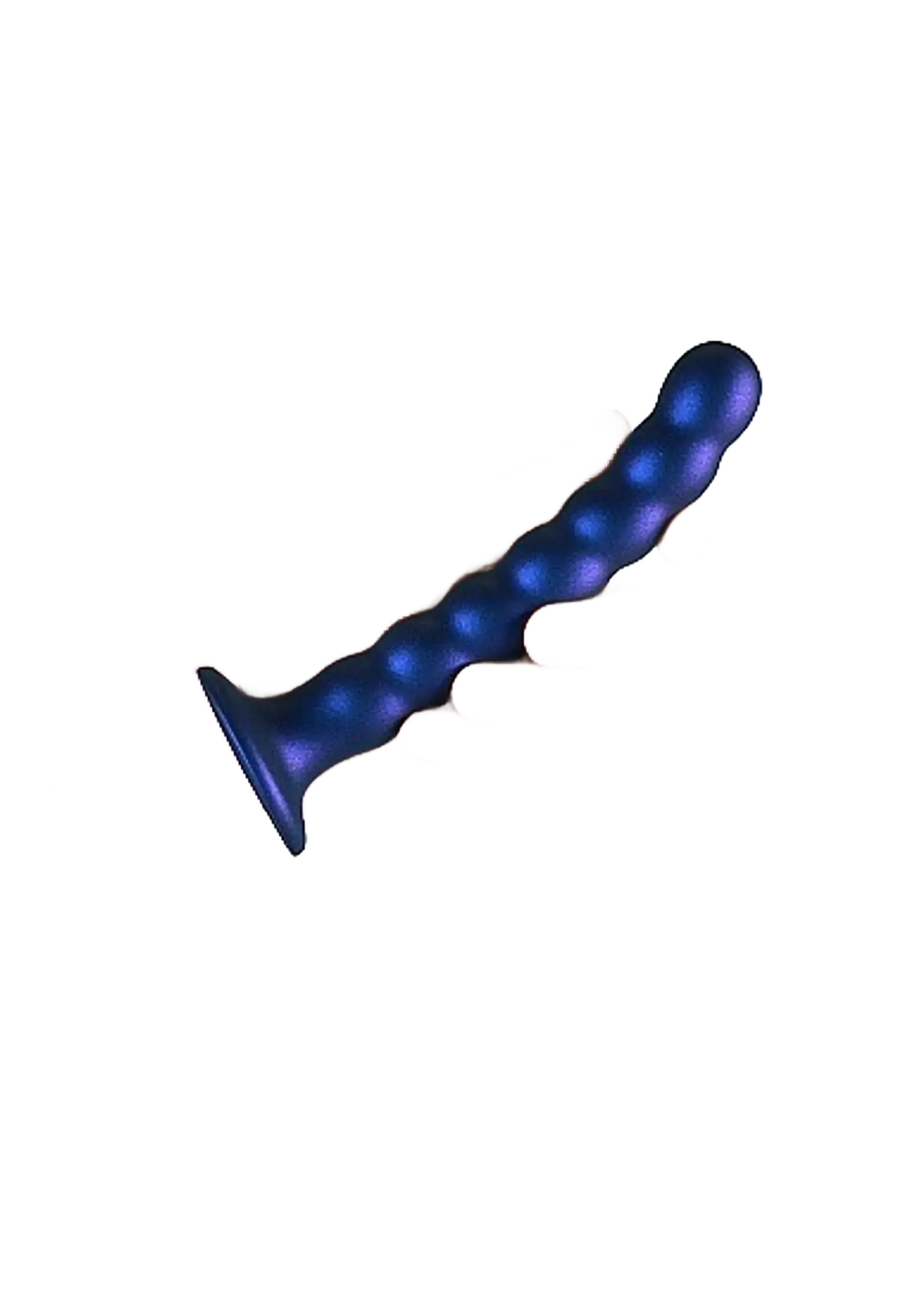 OUCH! BEADED SILICONE G-SPOT DILDO 6.5 IN METALLIC BLUE SHOTS AMERICA