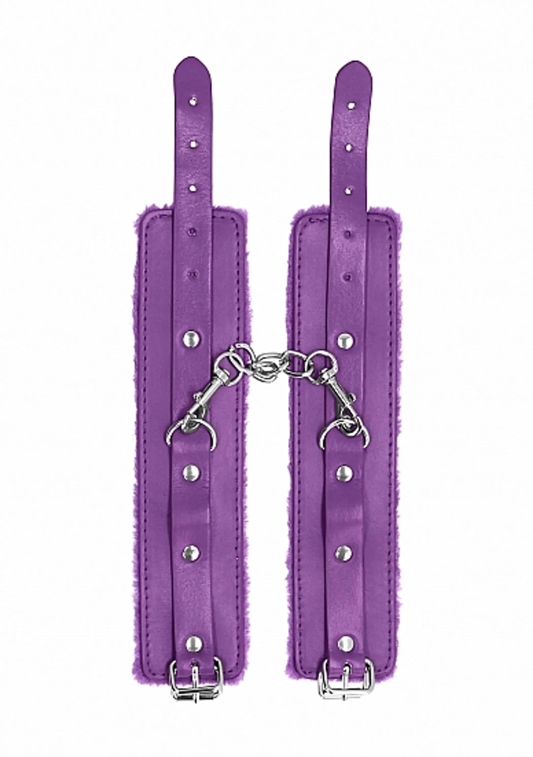 Ouch! Plush Leather Handcuffs Purple Shots America