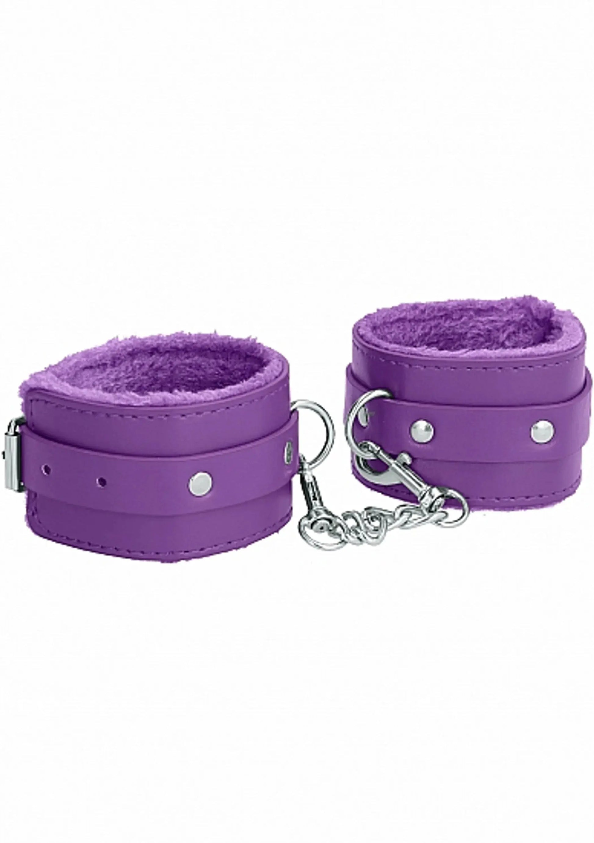Ouch! Plush Leather Handcuffs Purple Shots America