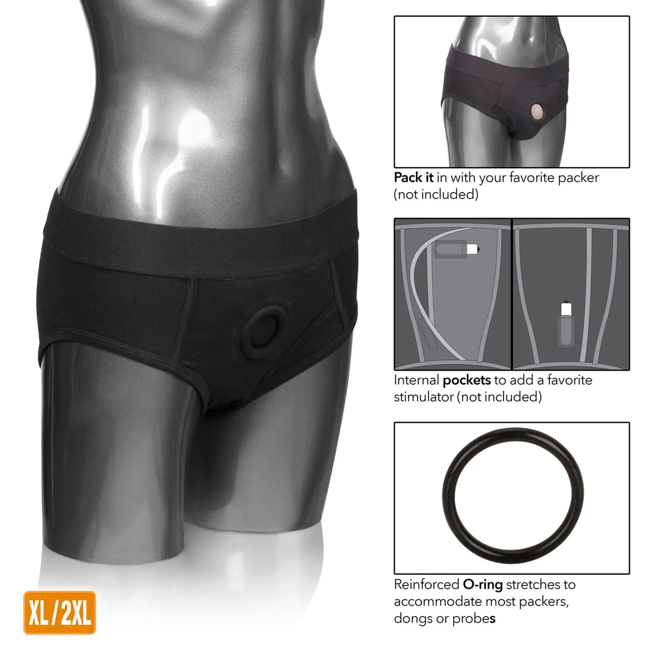PACKER GEAR BLACK BRIEF HARNESS California Exotic Novelties