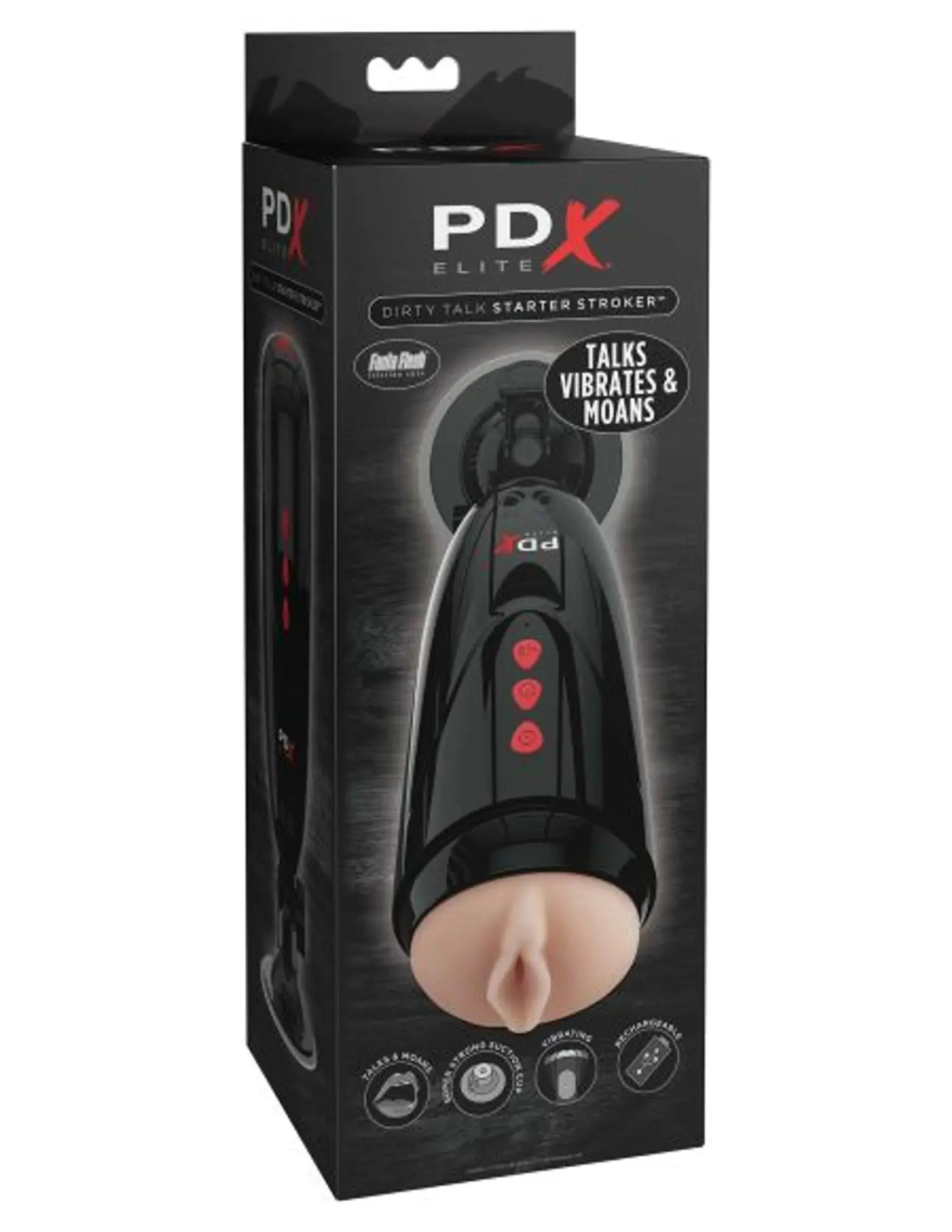 PDX ELITE DIRTY TALK STARTER STROKER LIGHT/BLACK Pipedream Products