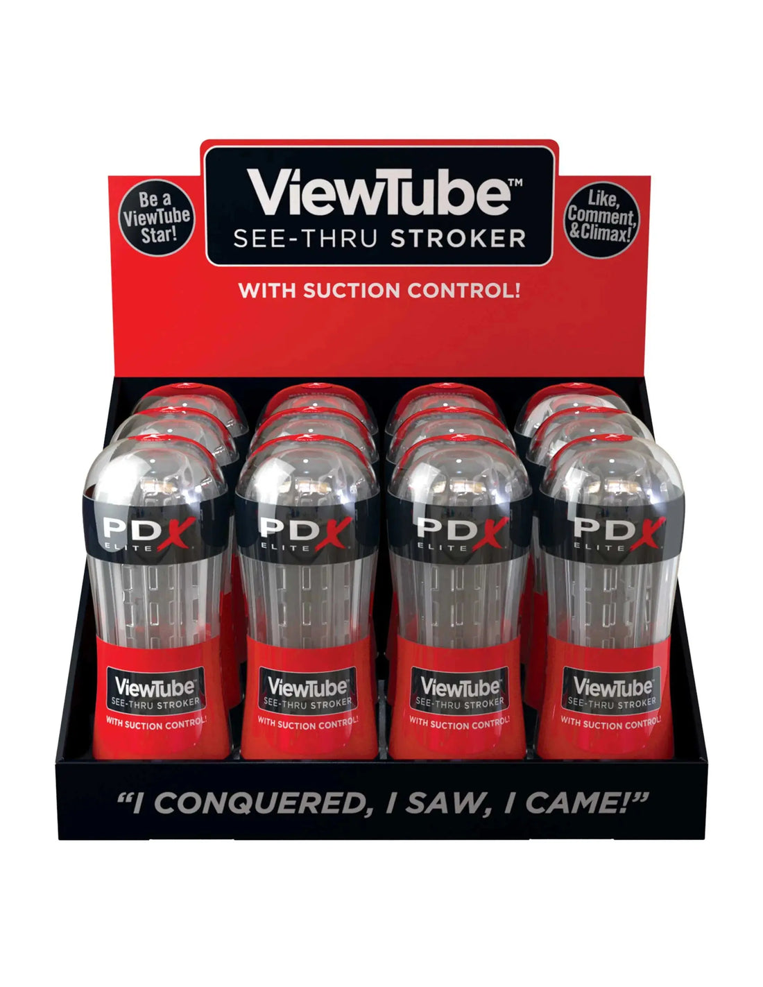PDX ELITE VIEWTUBE SEE-THRU STROKER DISPLAY 12CT Pipedream Products