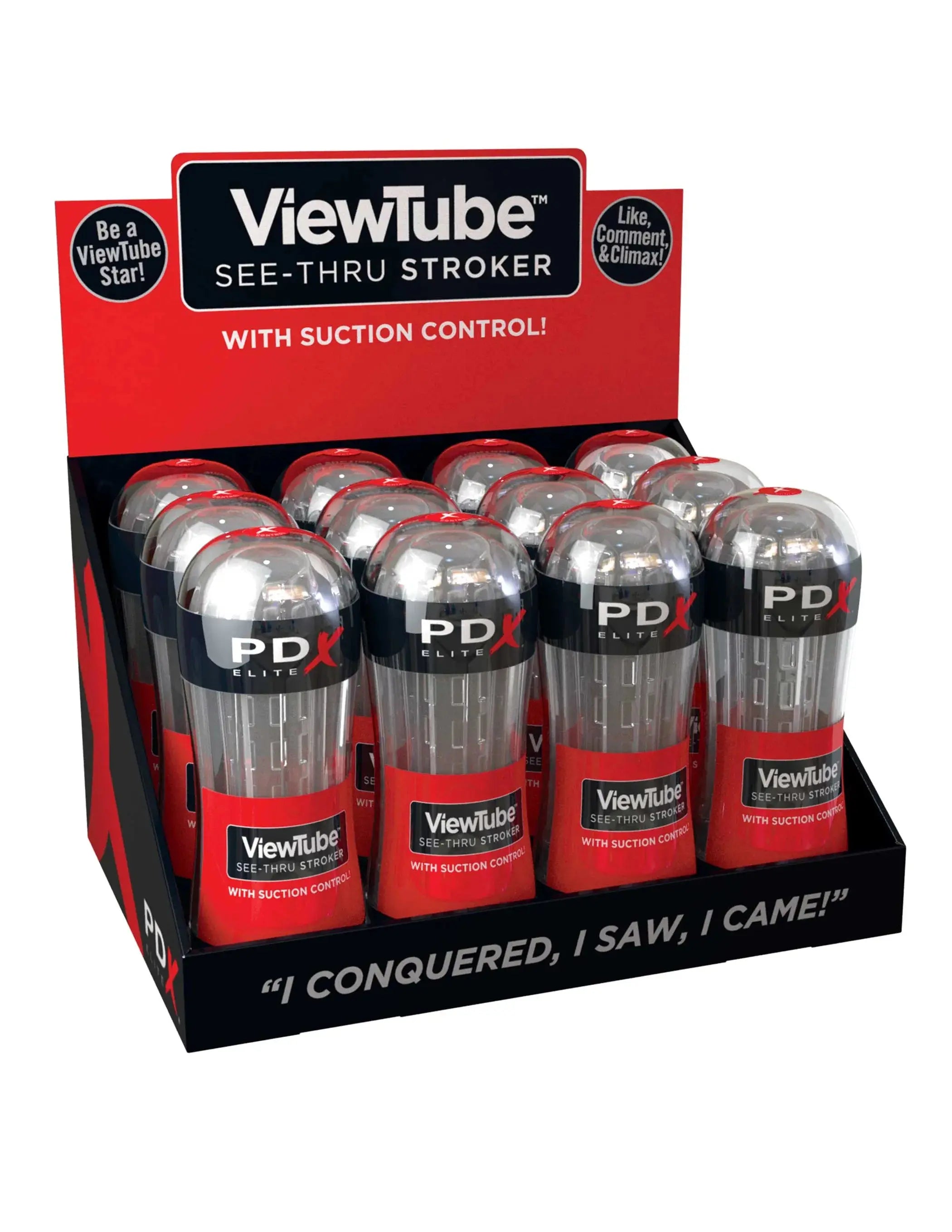 PDX ELITE VIEWTUBE SEE-THRU STROKER DISPLAY 12CT Pipedream Products