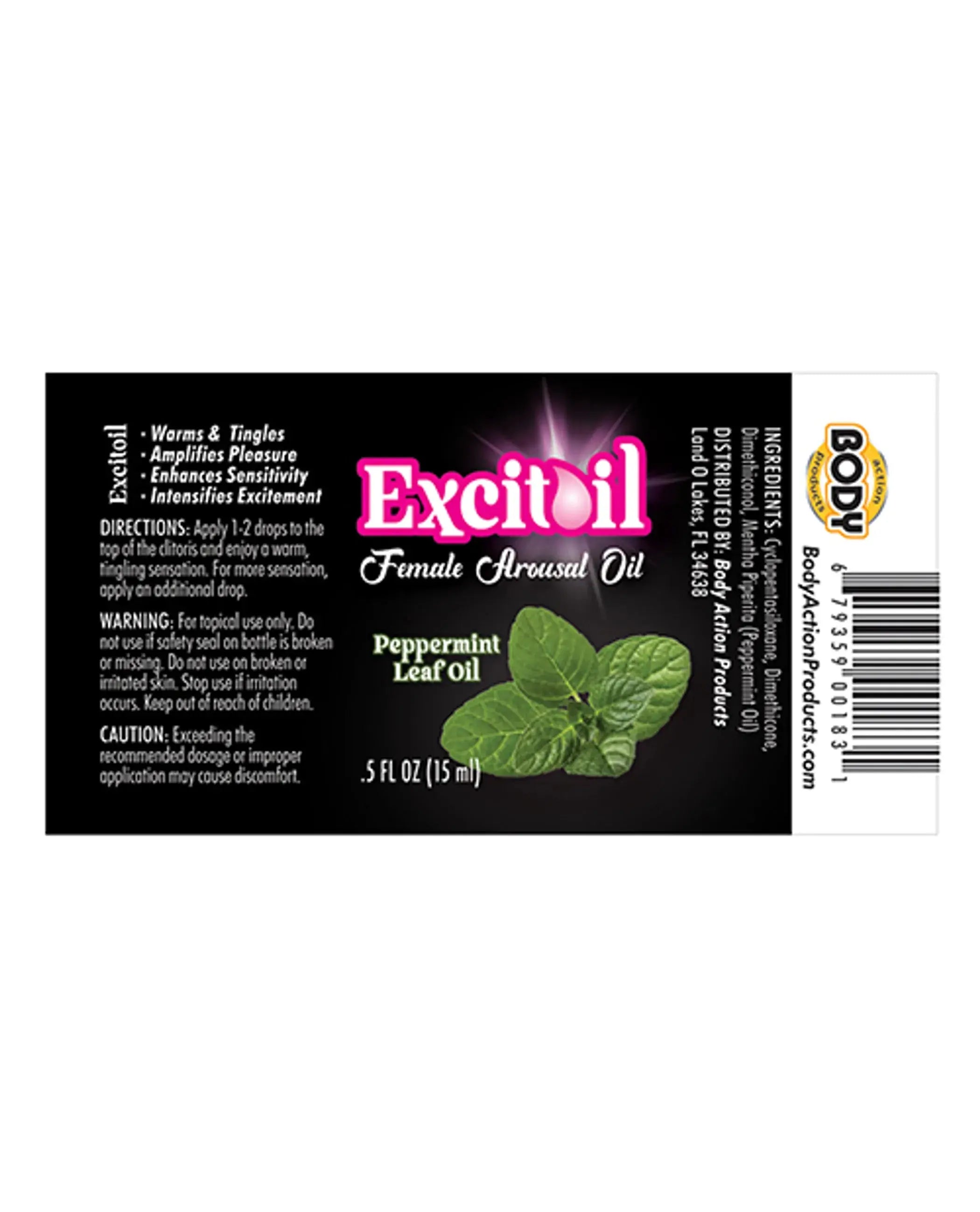 PEPPERMINT AROUSAL OIL 0.5 OZ Body Action Products