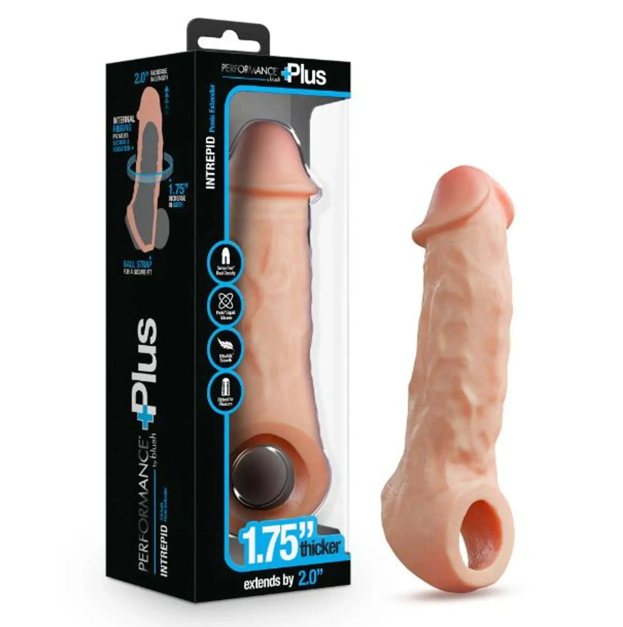 PERFORMANCE PLUS INTREPID 2IN SILICONE PENIS XTENDER BEIGE Blush Novelties