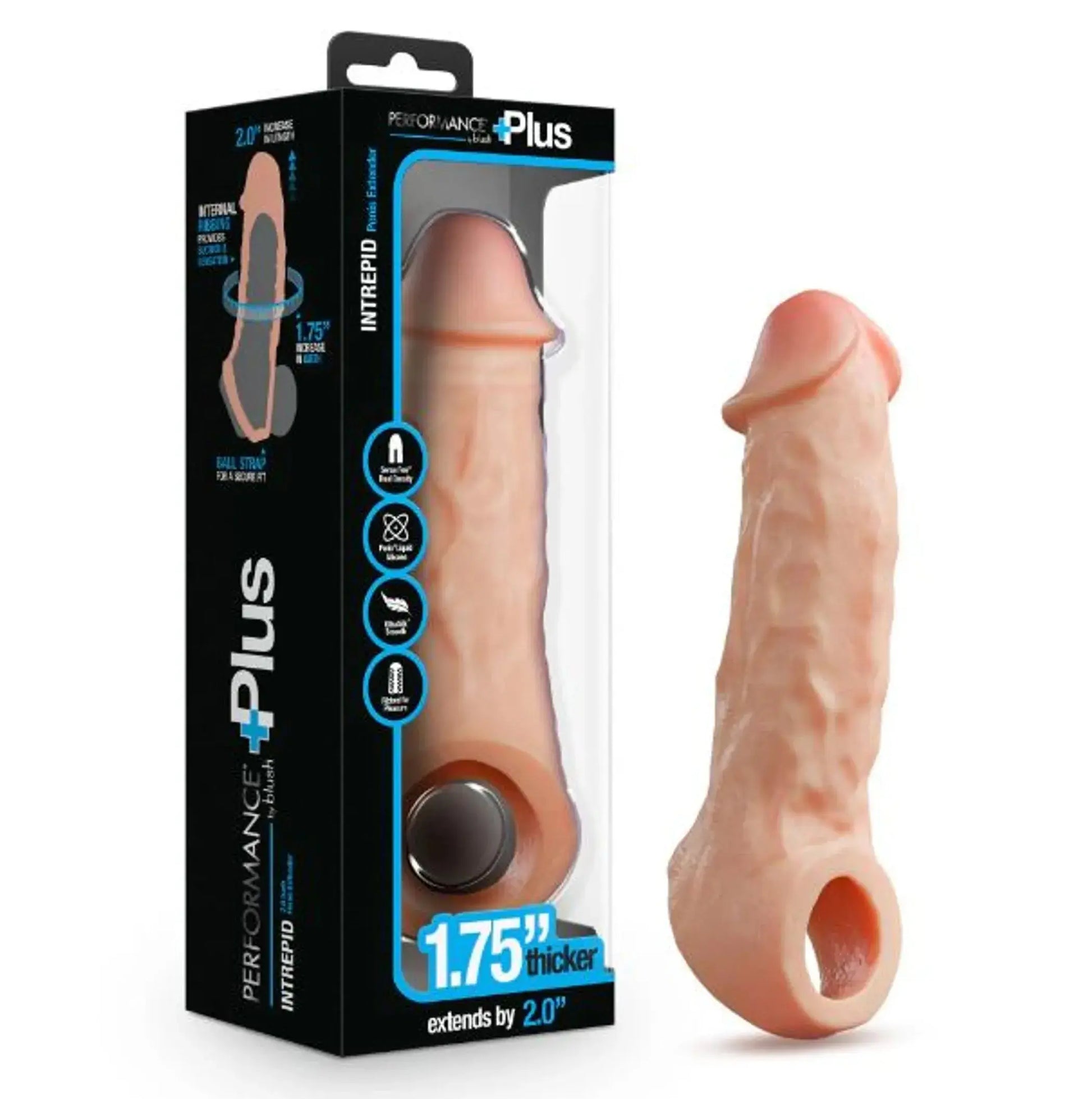 PERFORMANCE PLUS INTREPID 2IN SILICONE PENIS XTENDER BEIGE Blush Novelties