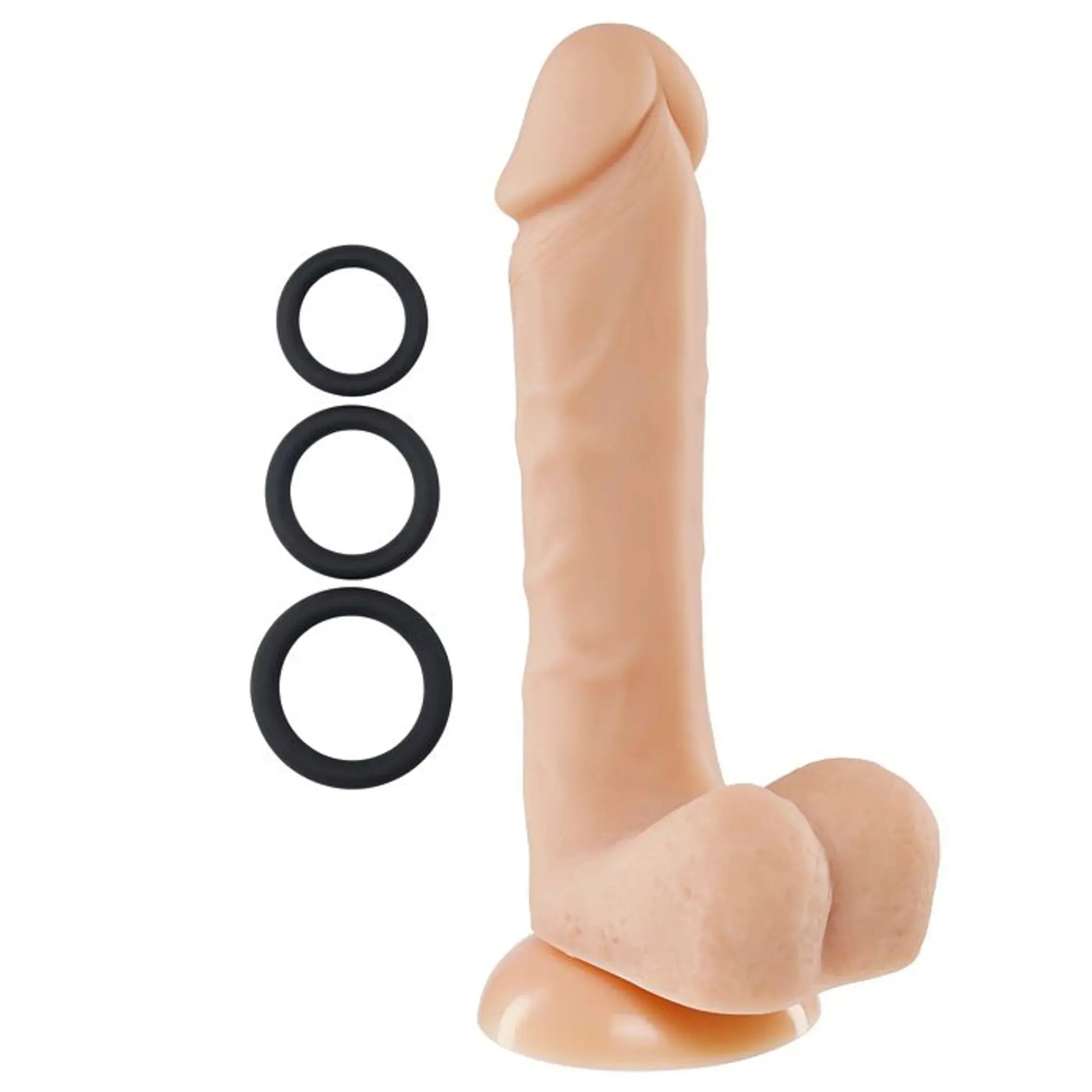 PRO SENSUAL PREMIUM SILICONE DONG W/ 3 C RINGS LIGHT 8 " Cloud 9 Novelties
