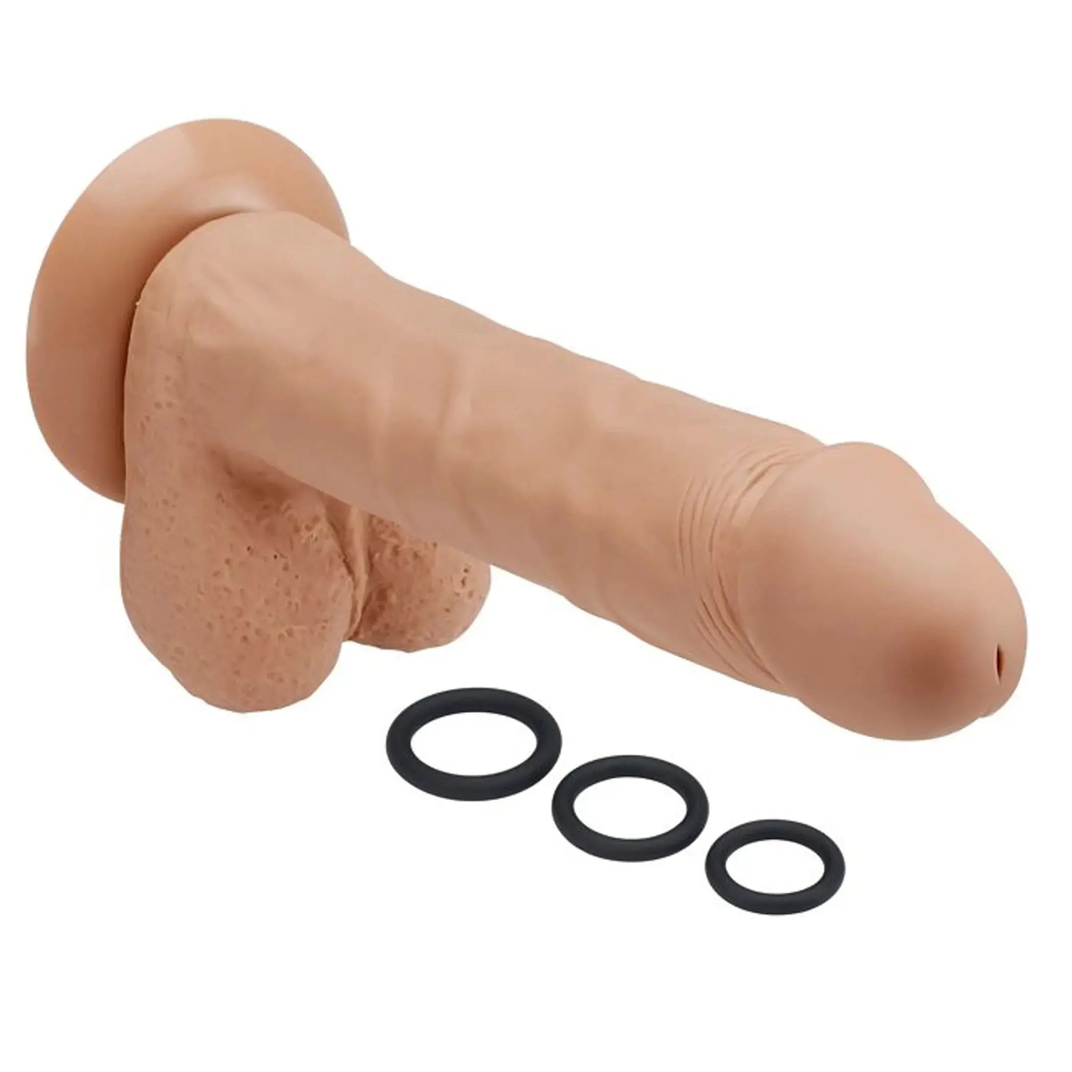 PRO SENSUAL PREMIUM SILICONE DONG W/ 3 C RINGS TAN 9 " Cloud 9 Novelties