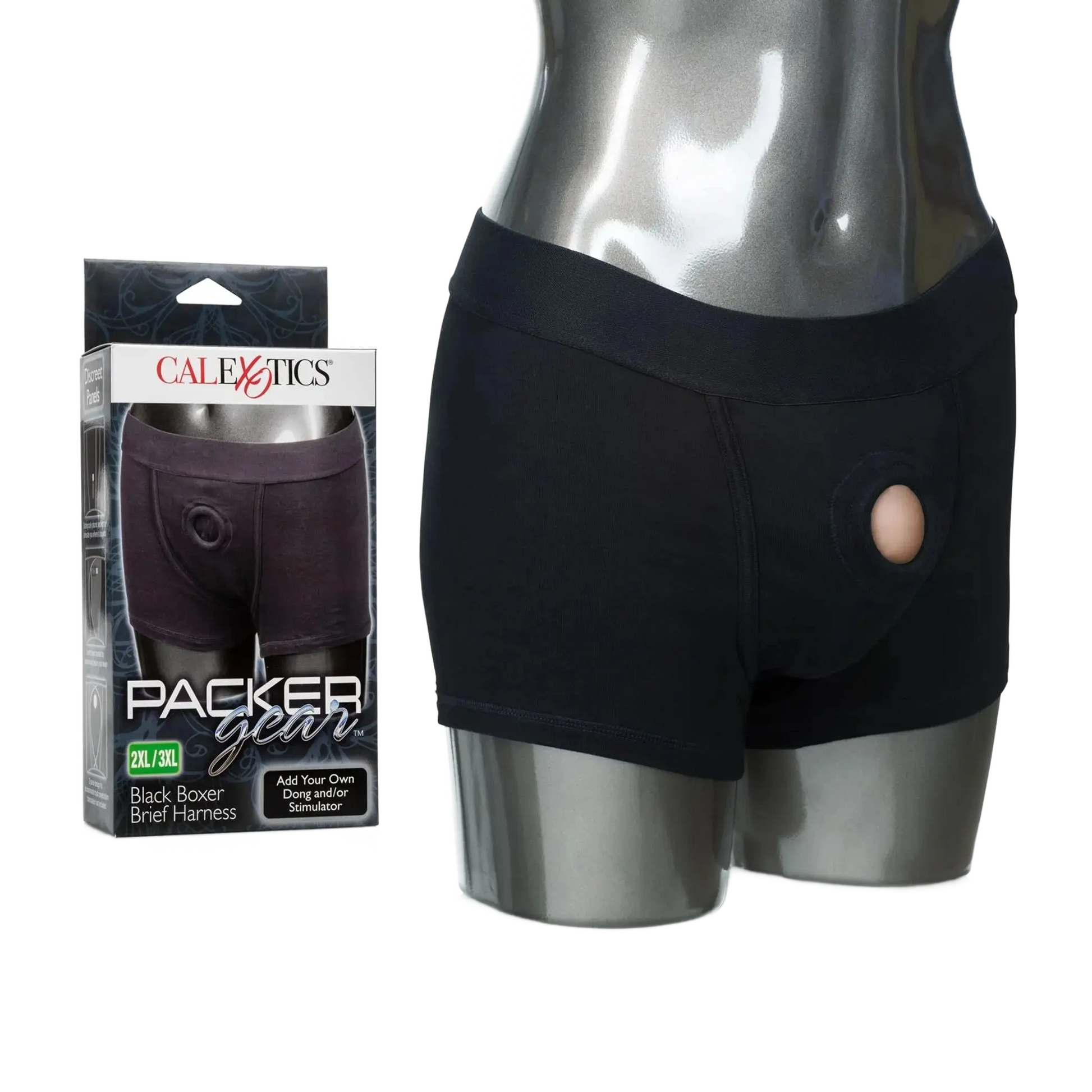 PACKER GEAR BLACK BOXER BRIEF HARNESS California Exotic Novelties