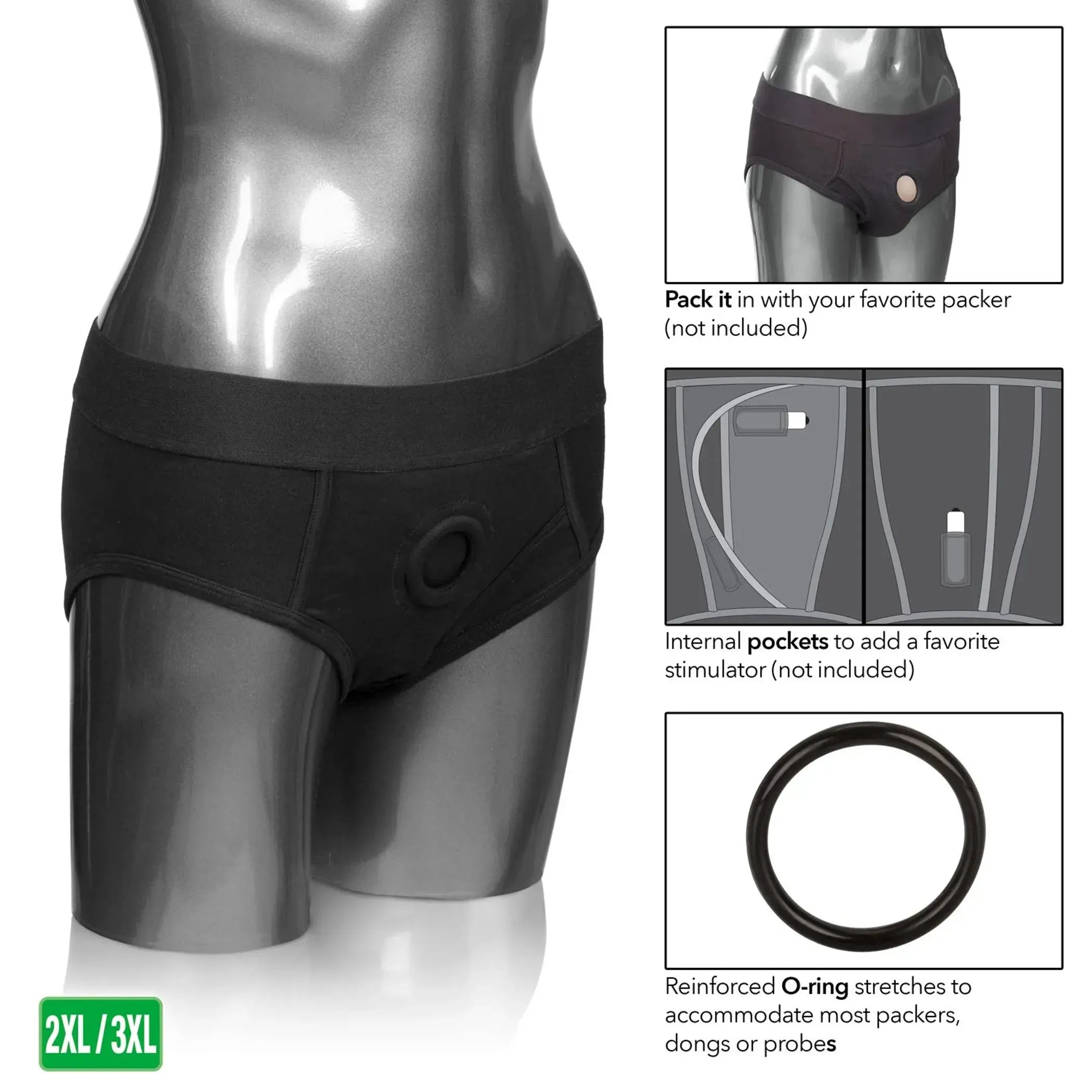 Packer Gear Black Brief Harness 2XL/3XL California Exotic Novelties