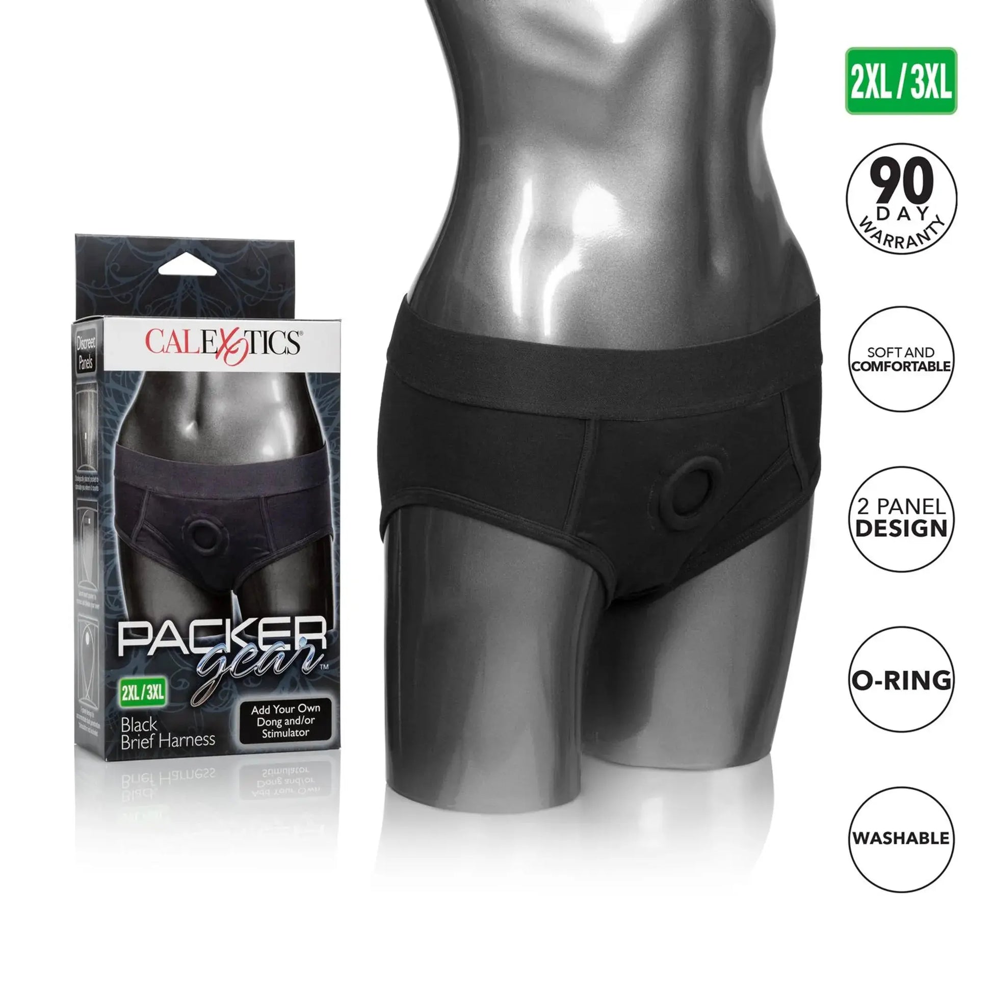 Packer Gear Black Brief Harness 2XL/3XL California Exotic Novelties