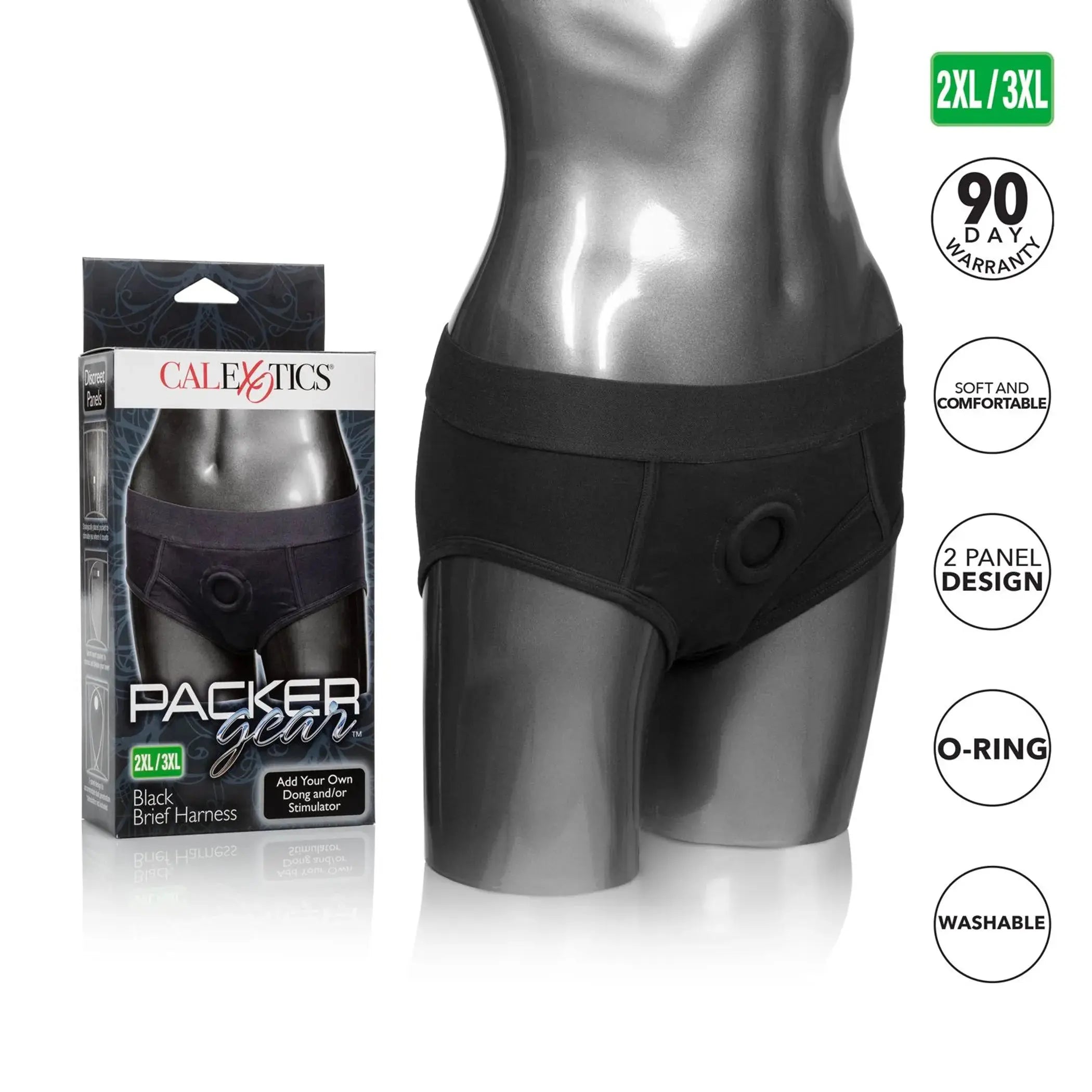 Packer Gear Black Brief Harness 2XL/3XL California Exotic Novelties