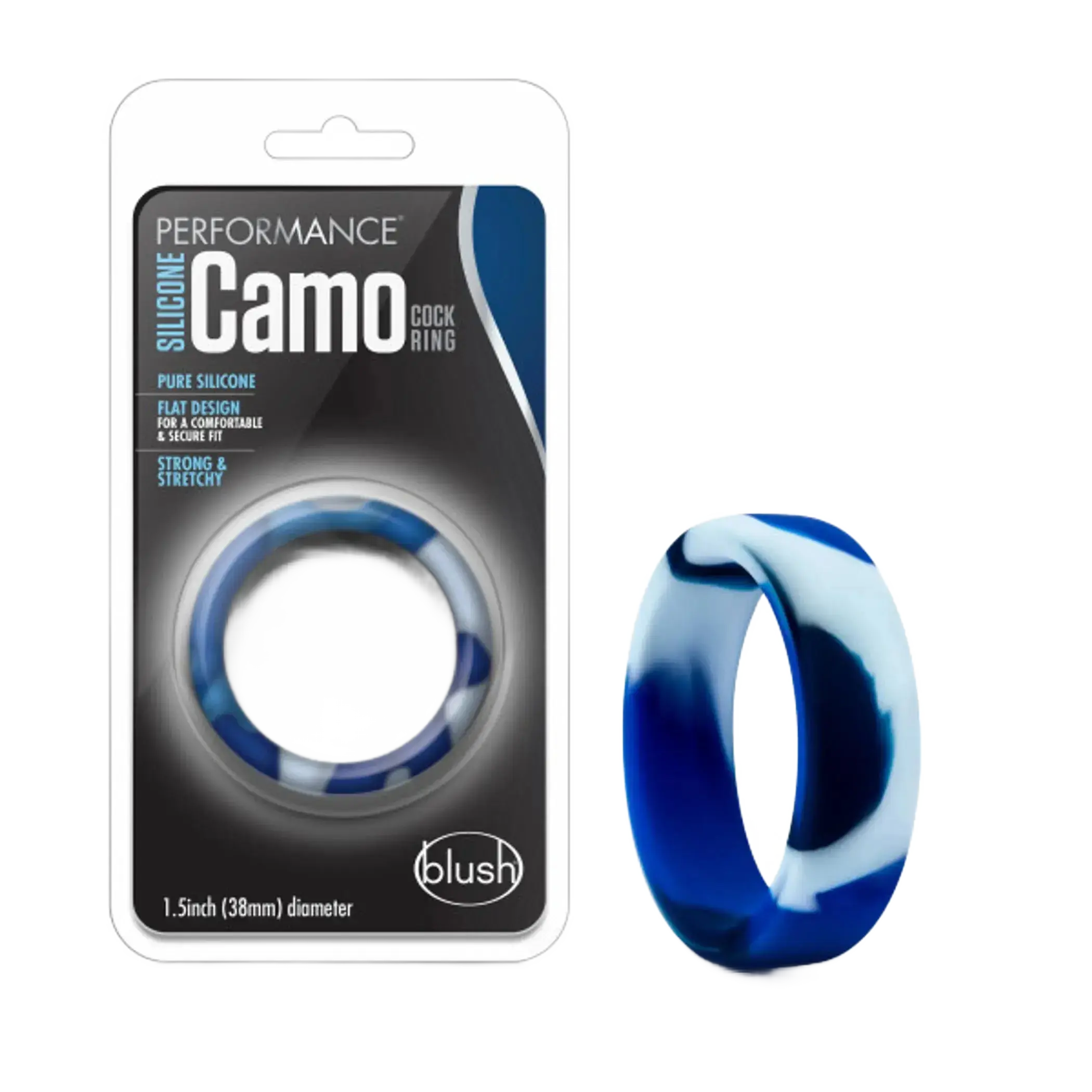 PERFORMANCE SILICONE CAMO COCK RING BLUE CAMOFLAUGE Blush Novelties