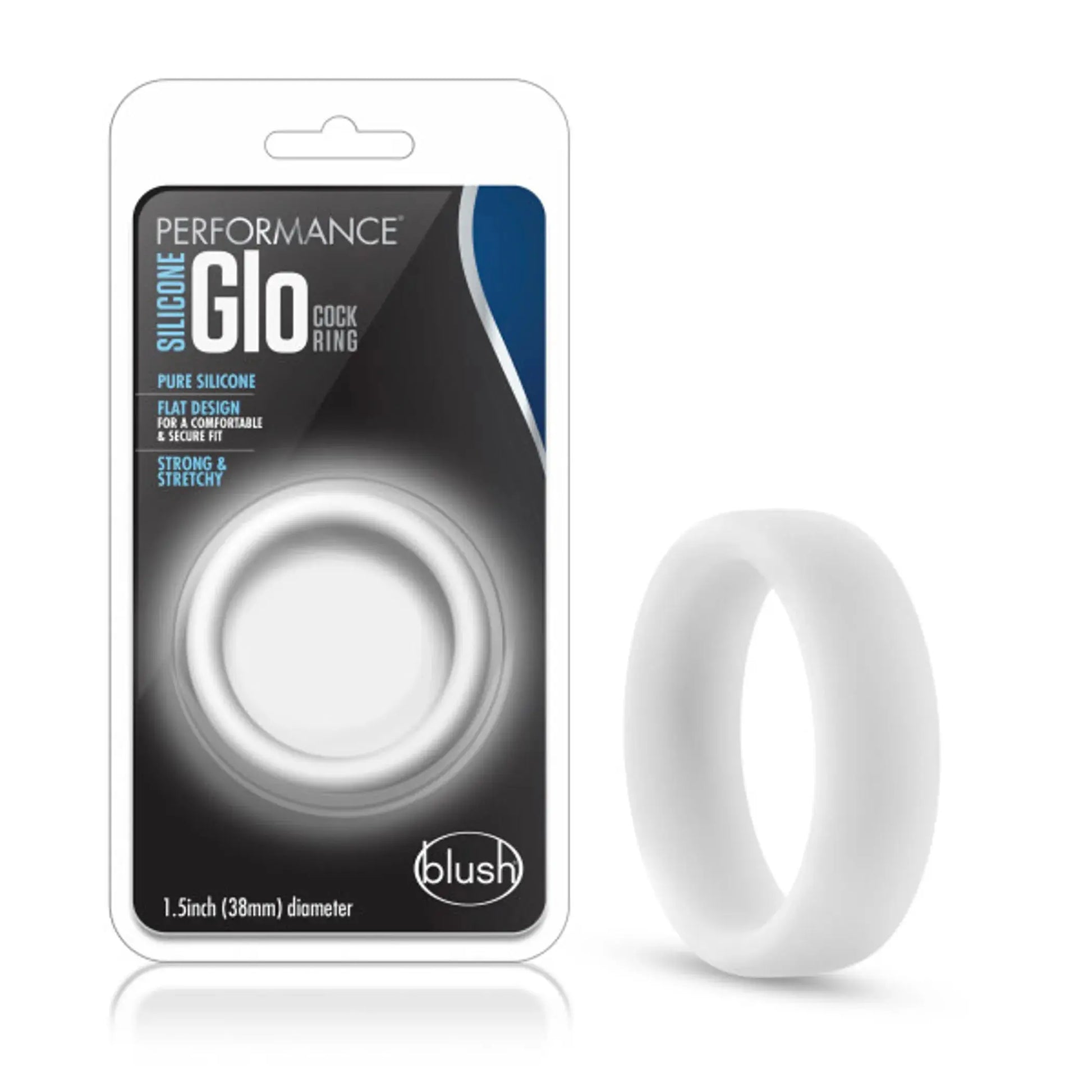 Performance Silicone Glo Cock Ring White Glow Blush Novelties