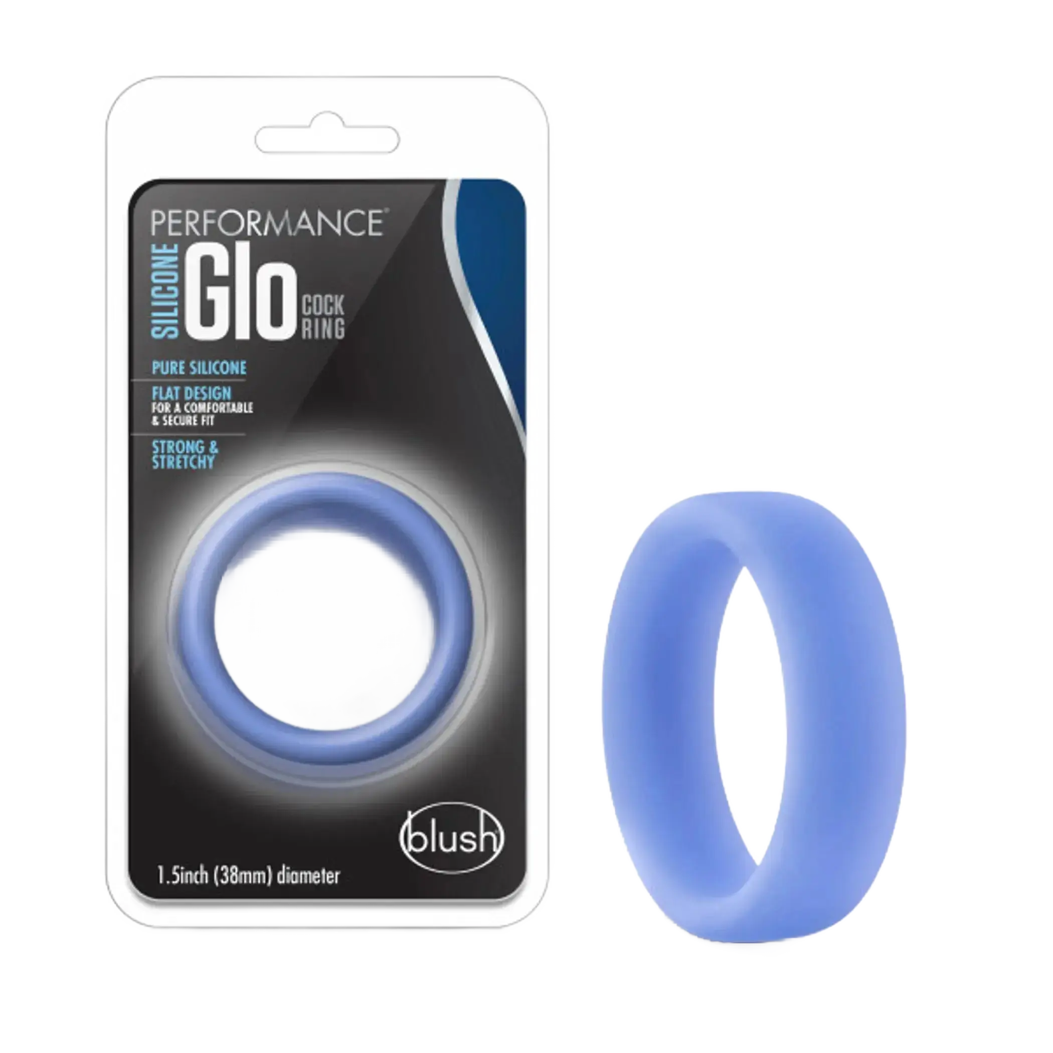 PERFORMANCE SILICONE GLO COCK RING BLUE GLOW Blush Novelties