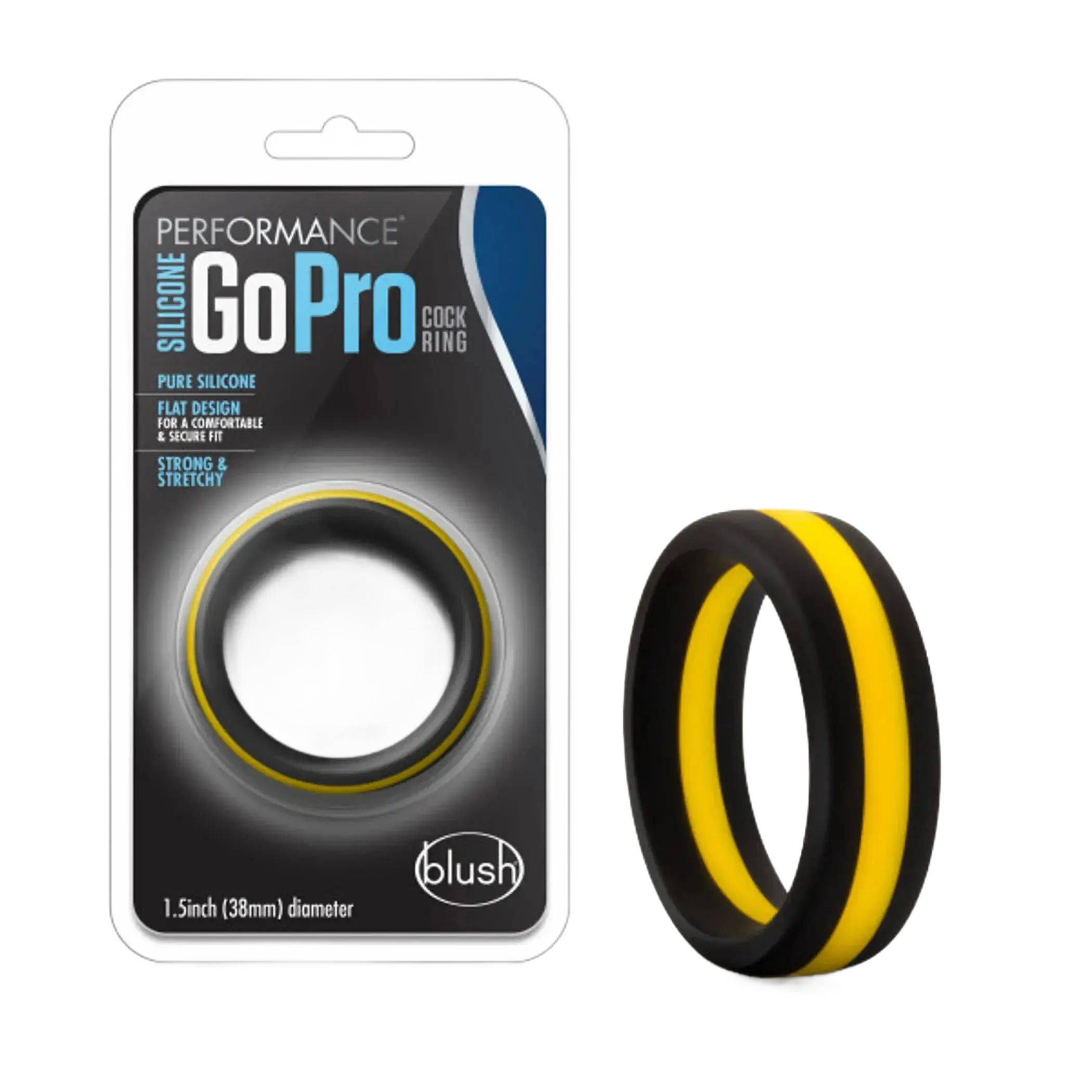 PERFORMANCE SILICONE GO PRO COCK RING BLACK/GOLD/BLACK Blush Novelties