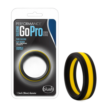 PERFORMANCE SILICONE GO PRO COCK RING BLACK/GOLD/BLACK Blush Novelties