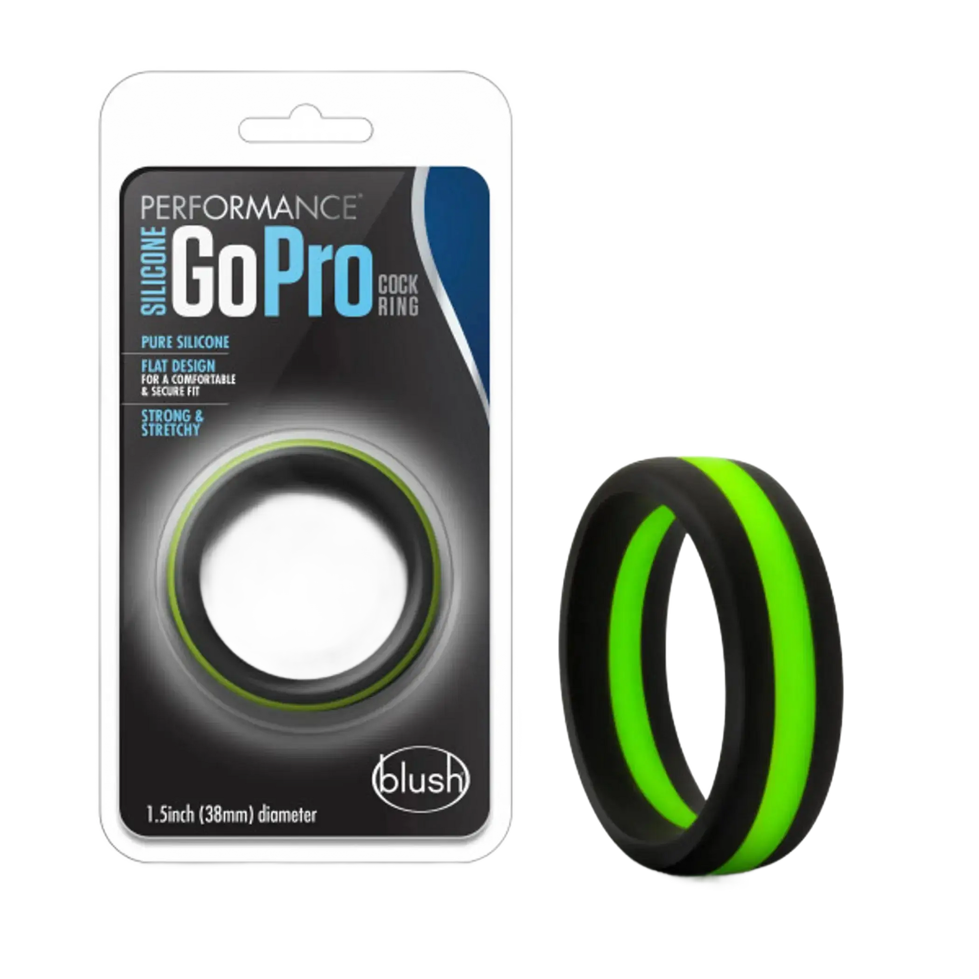 PERFORMANCE SILICONE GO PRO COCK RING BLACK/GREEN/BLACK Blush Novelties