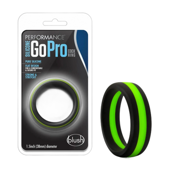 PERFORMANCE SILICONE GO PRO COCK RING BLACK/GREEN/BLACK Blush Novelties