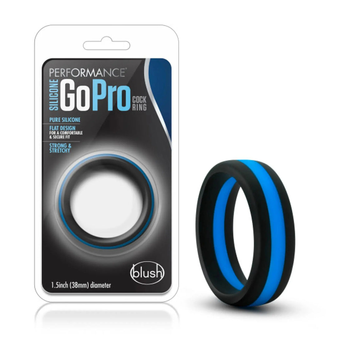 Performance Silicone Go Pro Ring Black Blue Black Blush Novelties