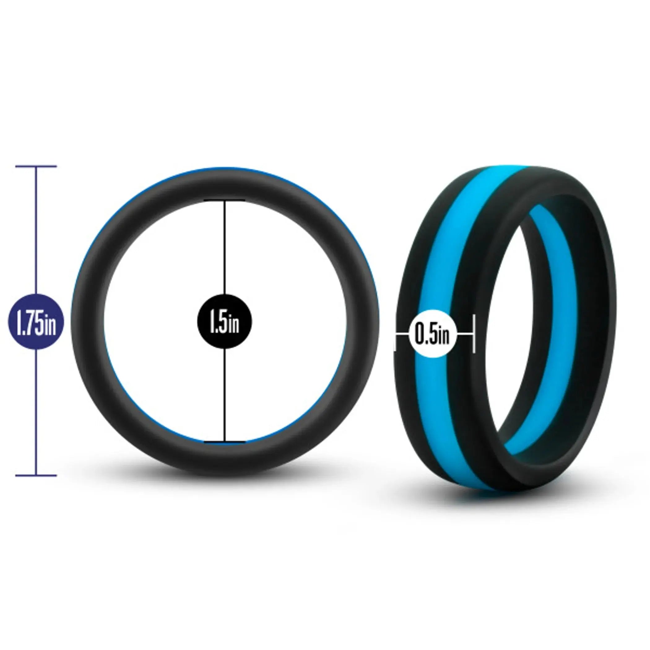 Performance Silicone Go Pro Ring Black Blue Black Blush Novelties