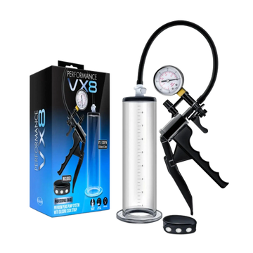 PERFORMANCE VX8 PREMIUM PENIS PUMP SYSTEM W/ SILICONE COCK STRAP CLEAR Blush Novelties