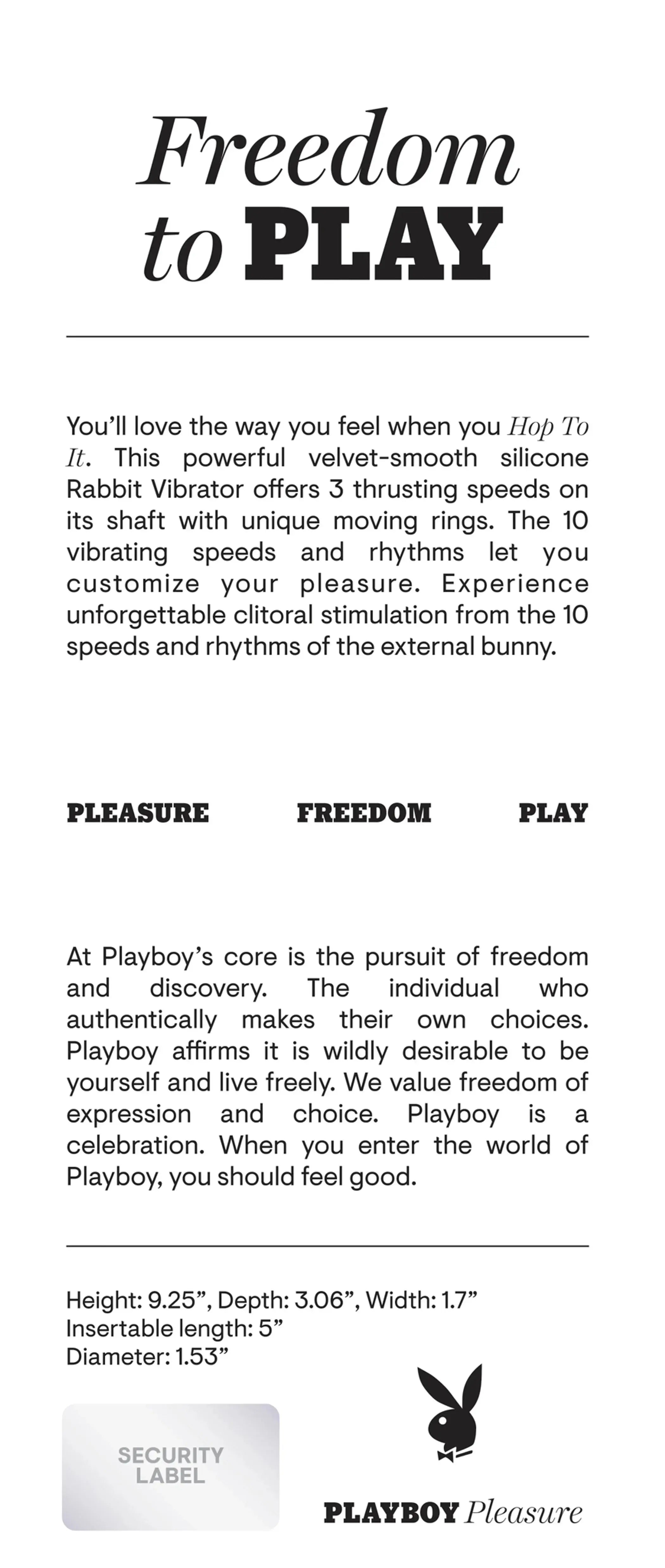 Playboy Hop To It Rabbit Vibrator Evolved Novelties