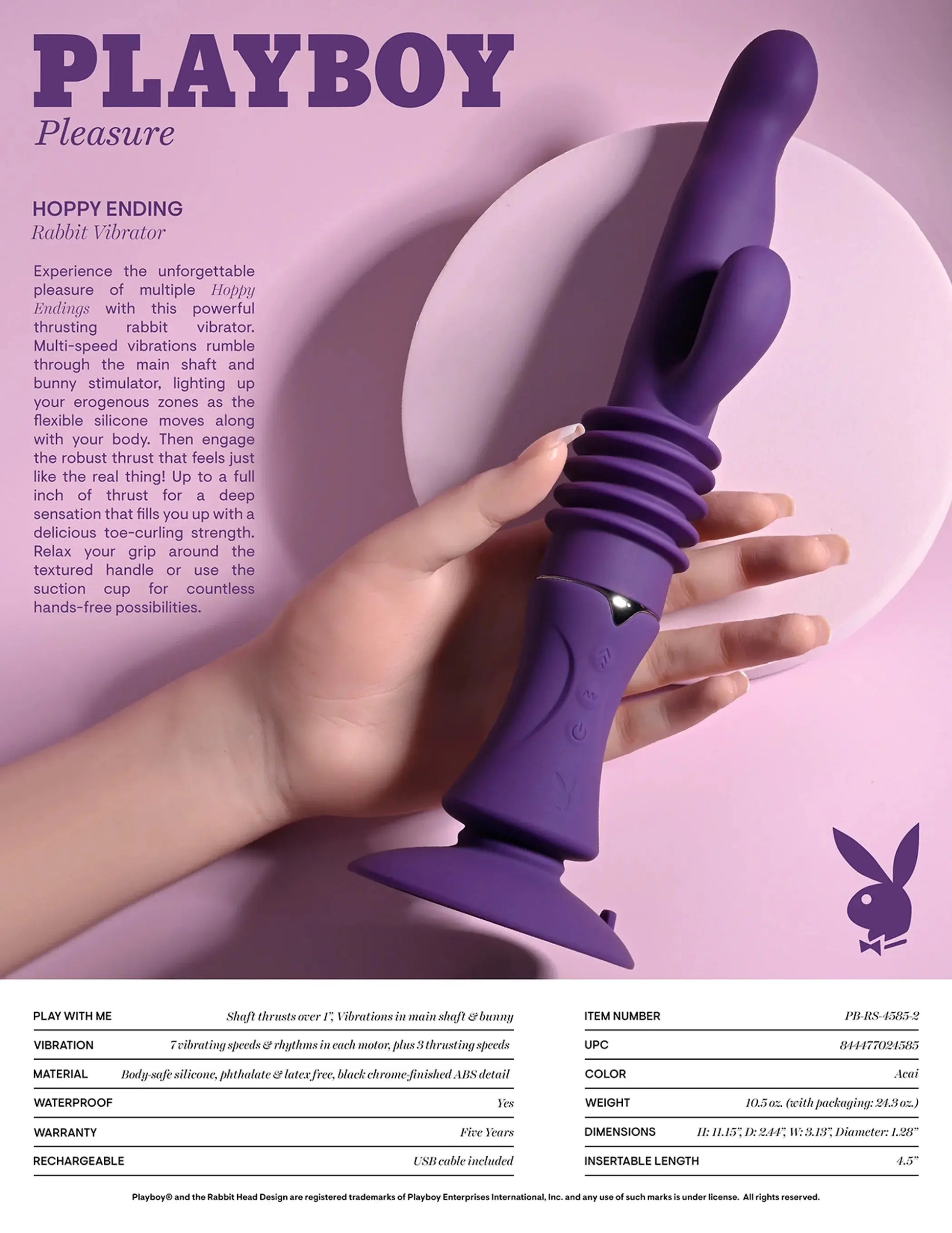 Playboy Hoppy Ending Rabbit Vibrator Evolved Novelties