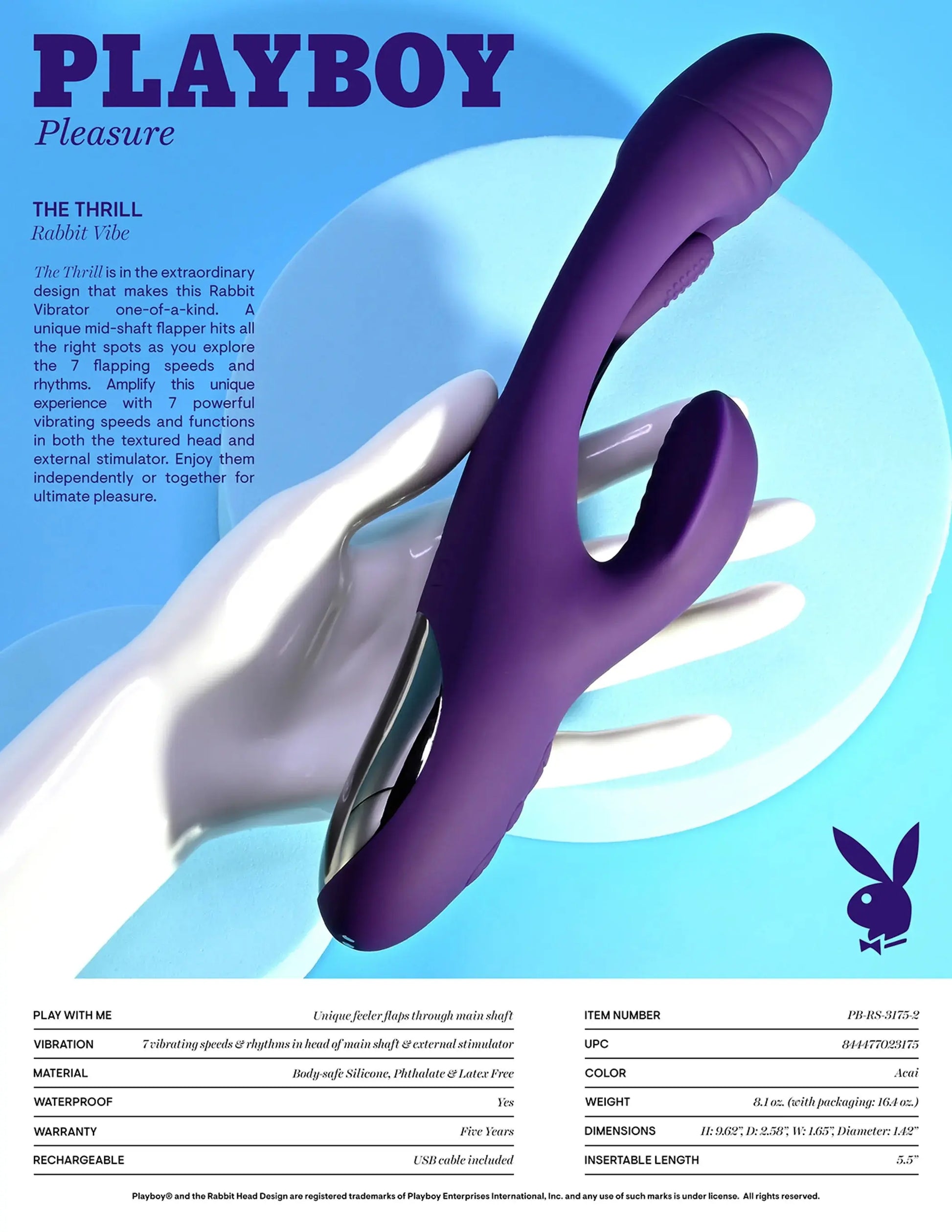 Playboy The Thrill Rabbit Vibrator Evolved Novelties