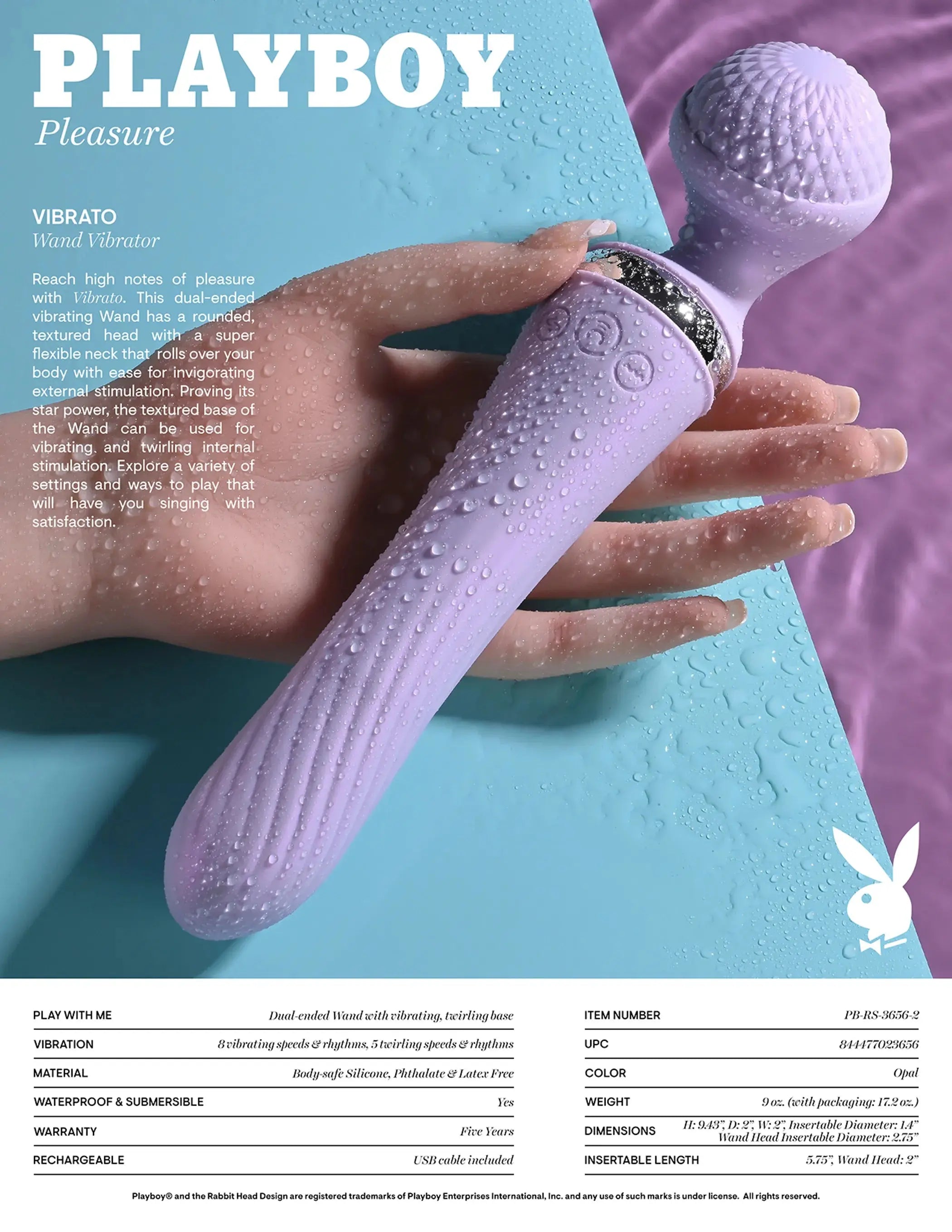 Playboy Vibrato Dual-Ended Wand Evolved Novelties